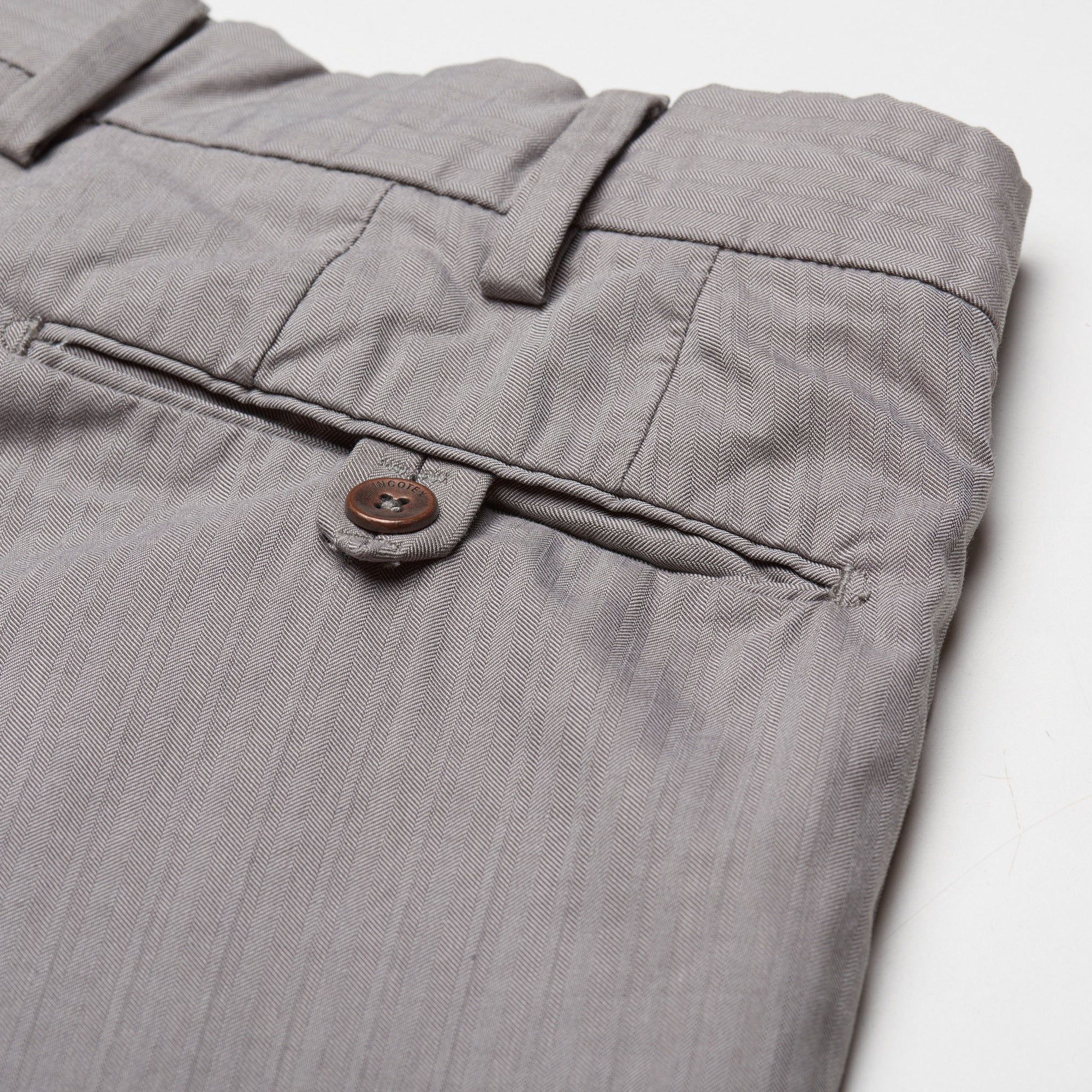 INCOTEX Gray Herringbone Cotton Flat Front Chino Pants EU 50 US 34 Slim Fit INCOTEX