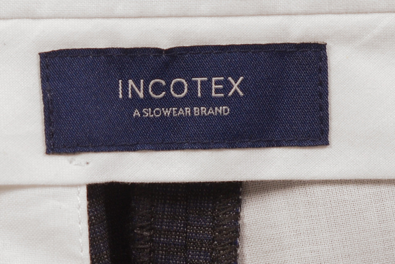INCOTEX (Slowear) Blue-Gray Wool Flat Front Dress Pants 40 Slim Fit 56 NEW INCOTEX
