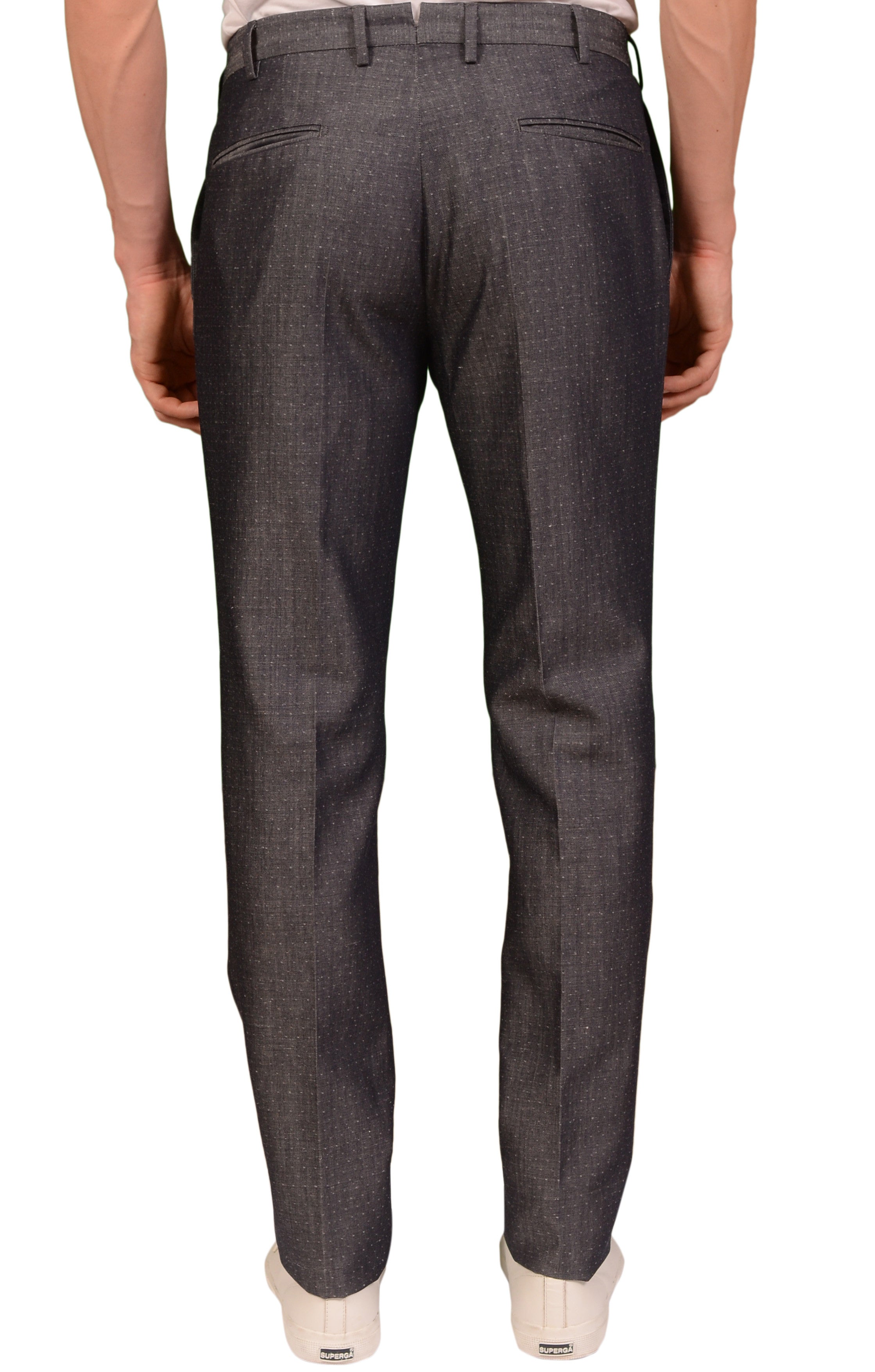 INCOTEX (Slowear) Gray Wool-Linen Flat Front Dress Pants EU 56 NEW US 40 Slim Fit
