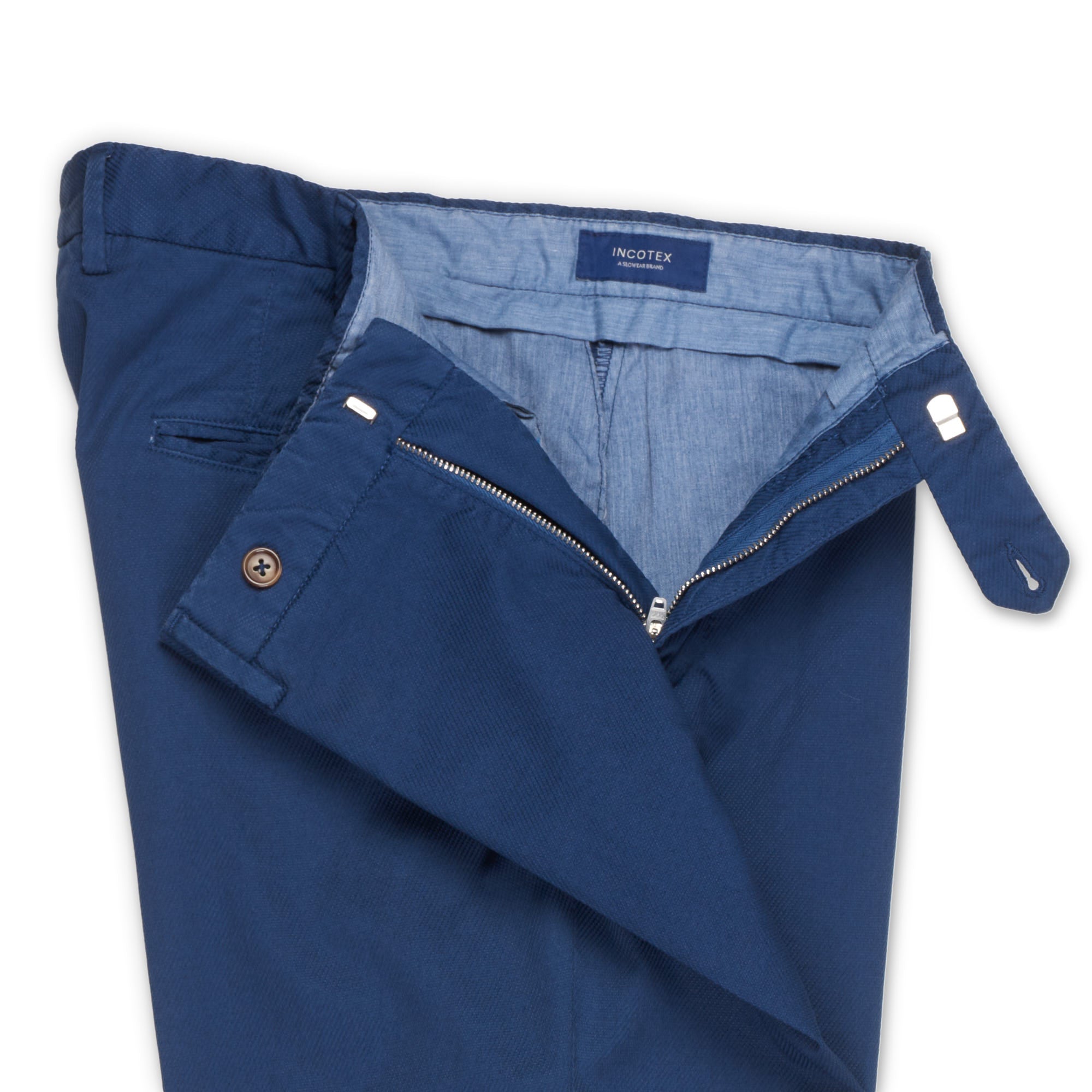 INCOTEX (Slowear) Blue Twill Cotton Stretch Flat Front Pants 54 NEW 38 Slim Fit INCOTEX
