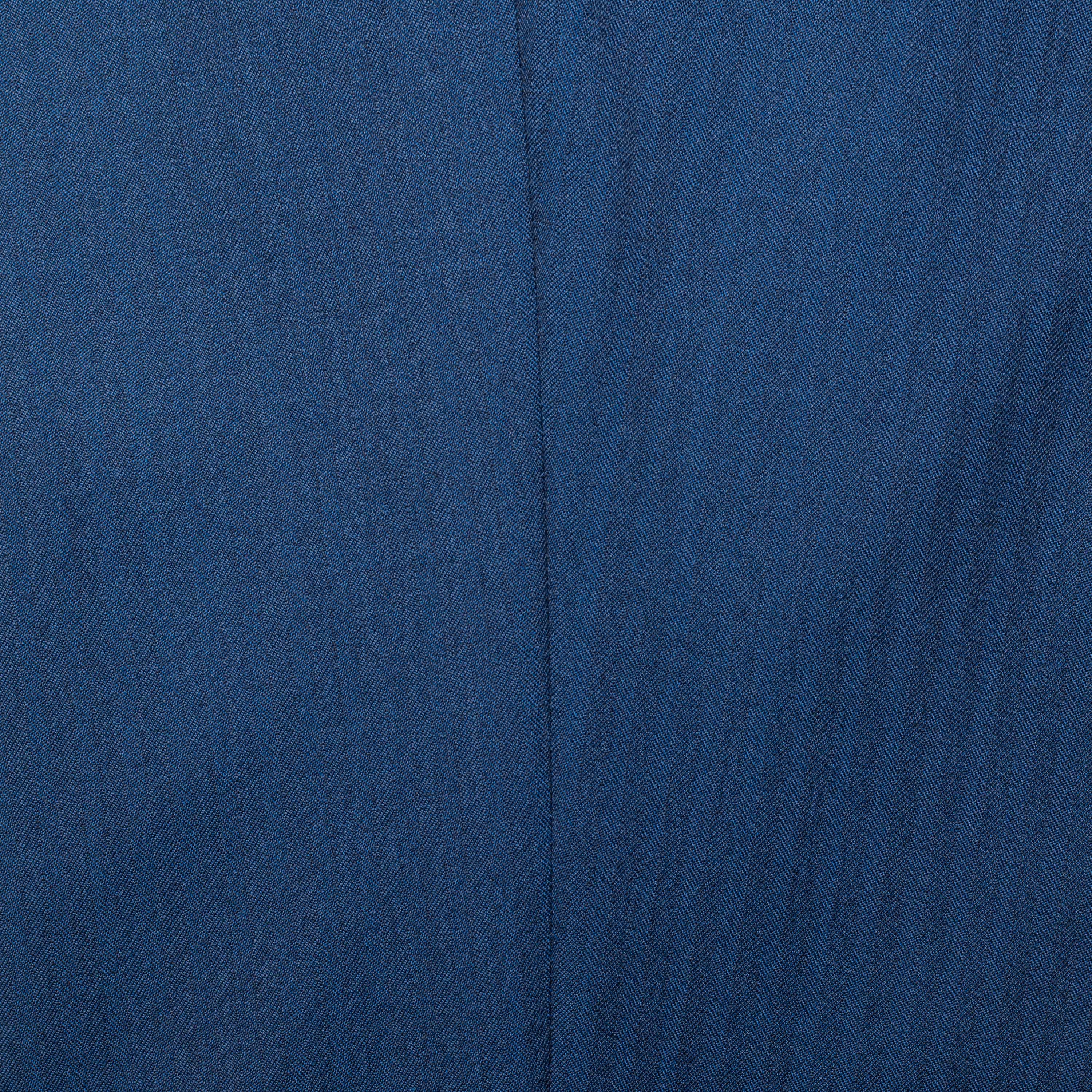 INCOTEX (Slowear) Blue Herringbone Wool Flat Front Pants NEW Slim Fit
