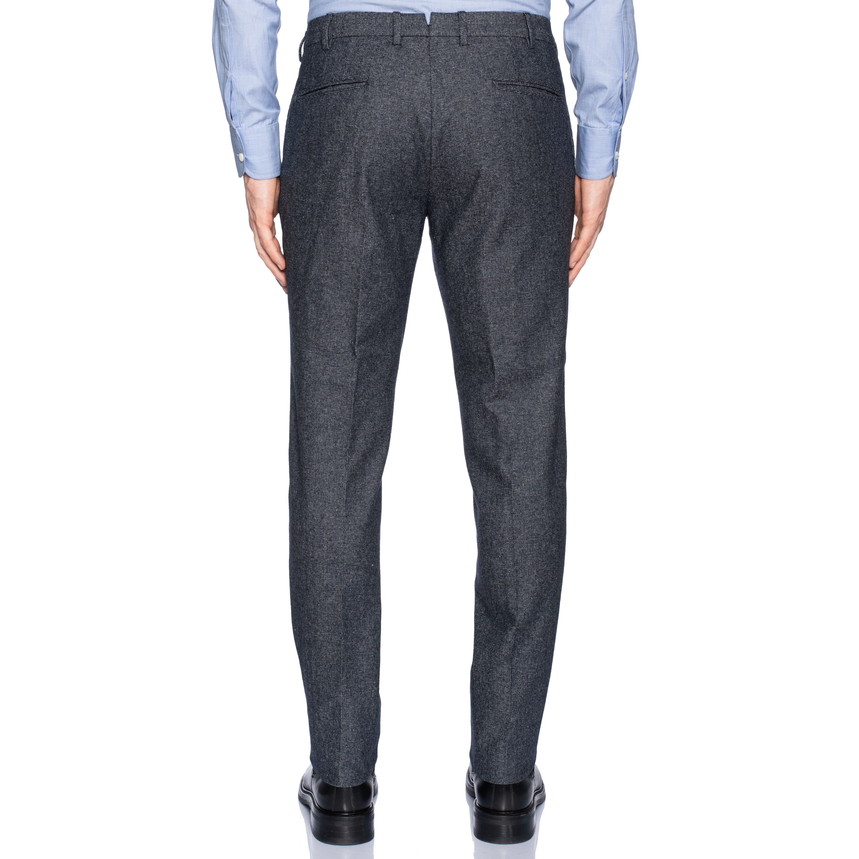 INCOTEX (Slowear) Blue Nailhead Wool-Cotton Flannel Pants NEW Slim Fit INCOTEX