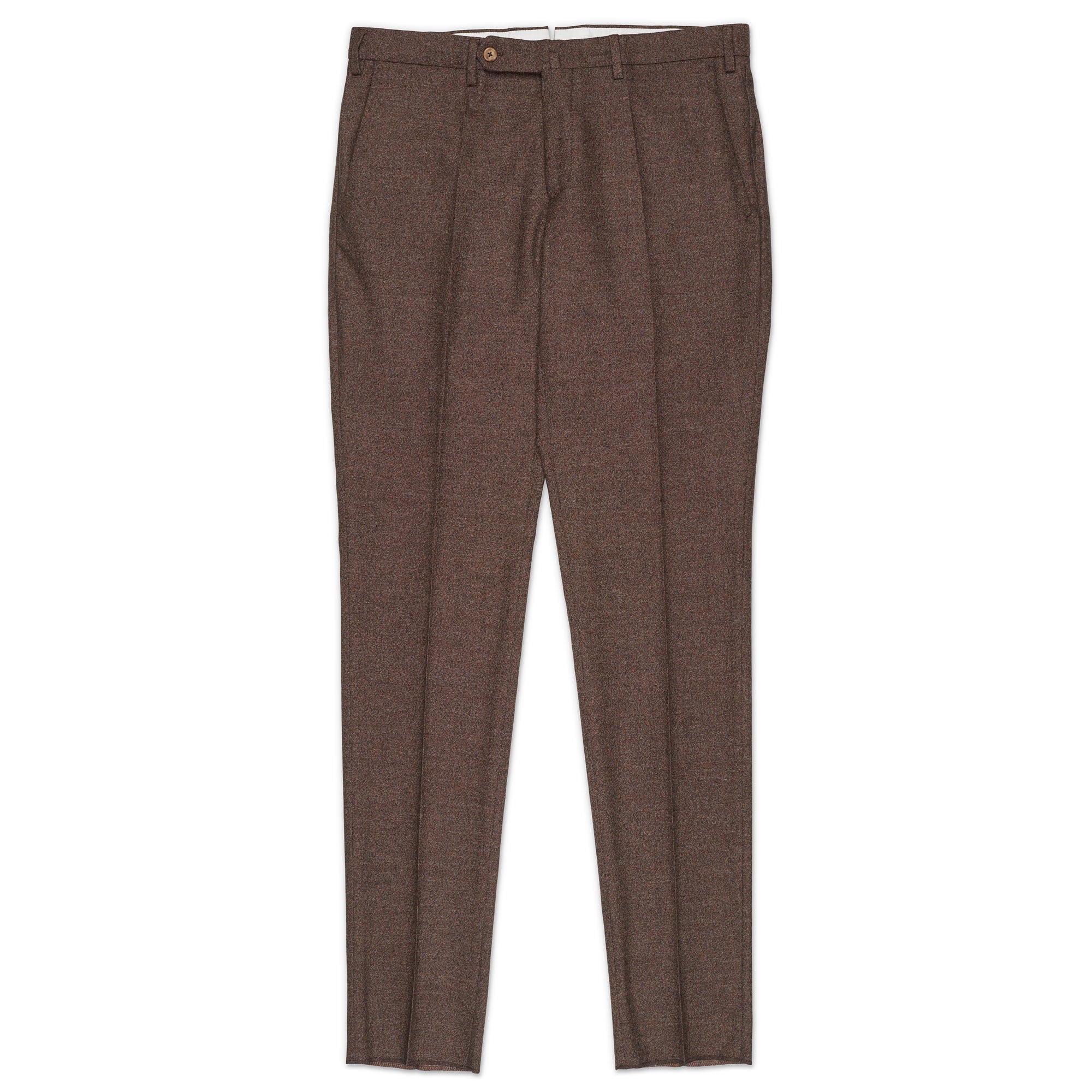 INCOTEX (Slowear) Brown Donegal Virgin Wool Flat Front Dress Pants NEW Slim Fit INCOTEX