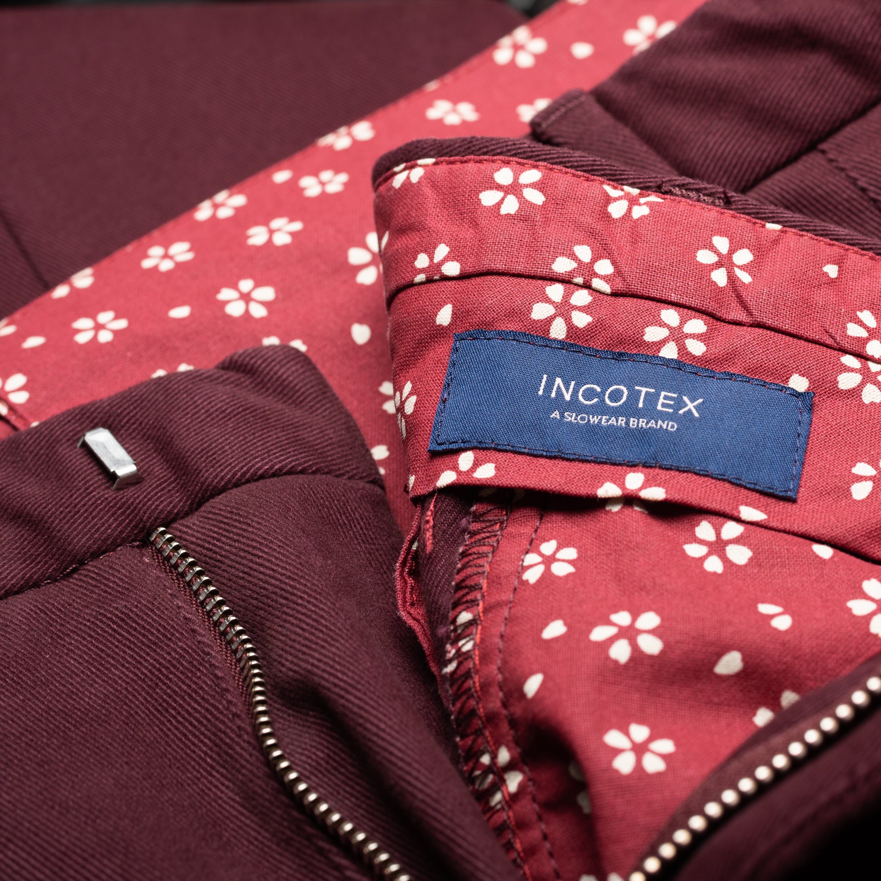 INCOTEX (Slowear) Burgundy Cotton Twill Stretch Pants EU 58 NEW US 42 Slim Fit INCOTEX