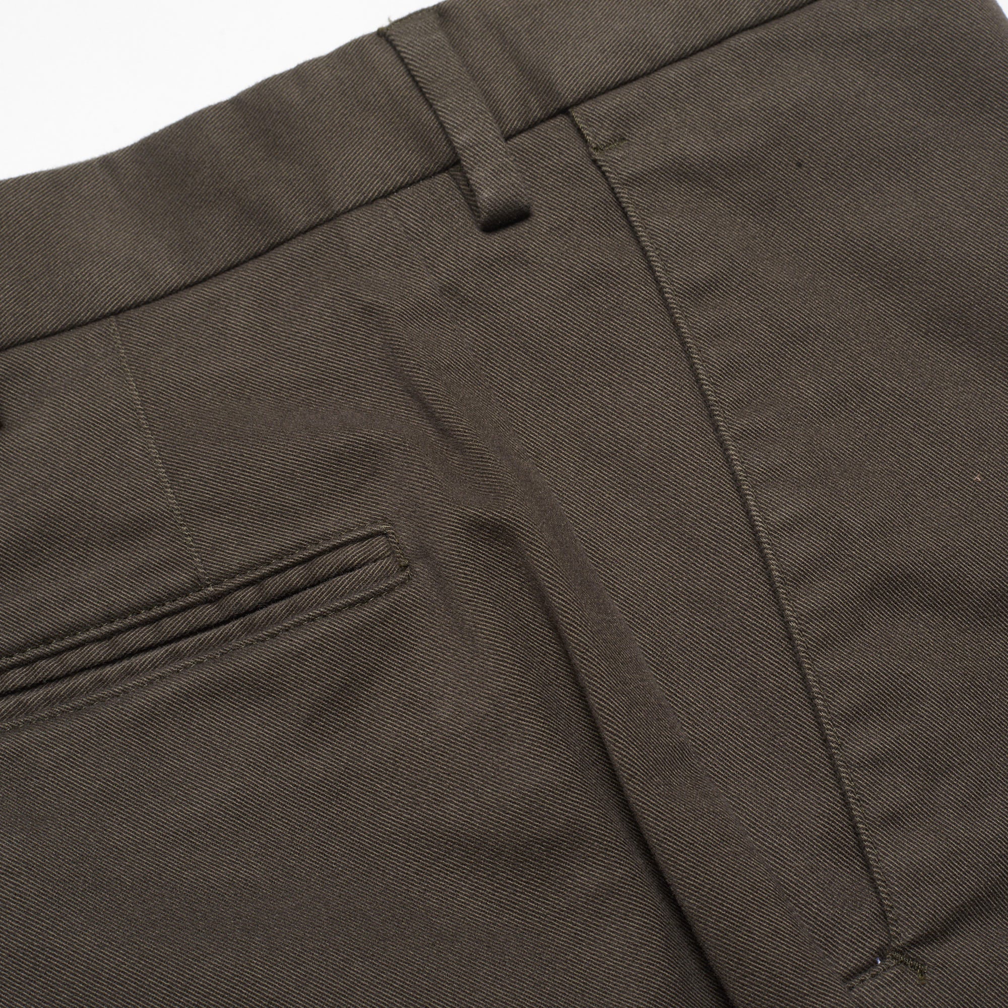INCOTEX (Slowear) Dark Green Twill Cotton Flat Front Pants NEW Slim Fit INCOTEX