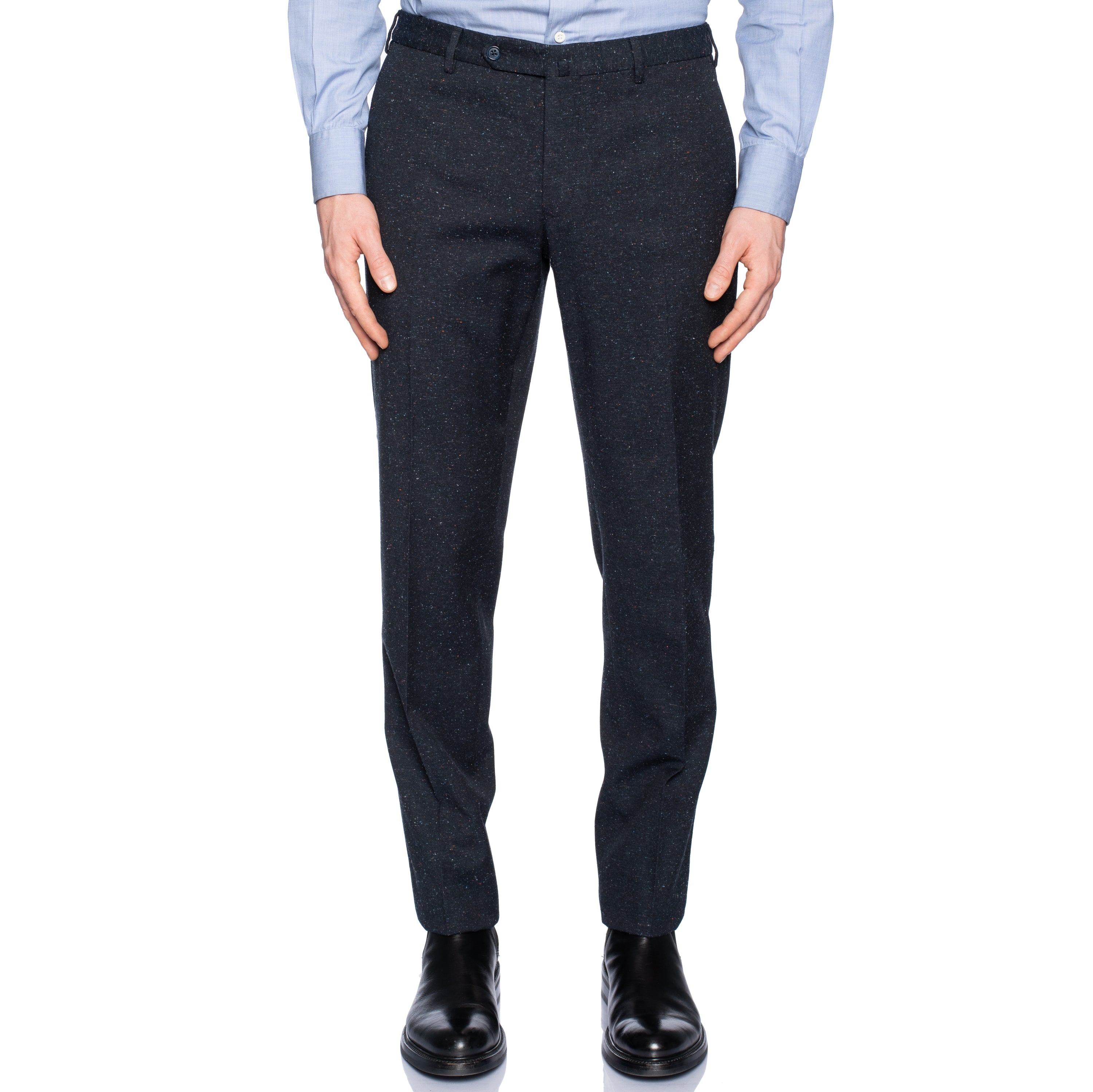INCOTEX (Slowear) Dark Blue Donegal Wool-Silk-Linen Pants NEW Slim Fit INCOTEX