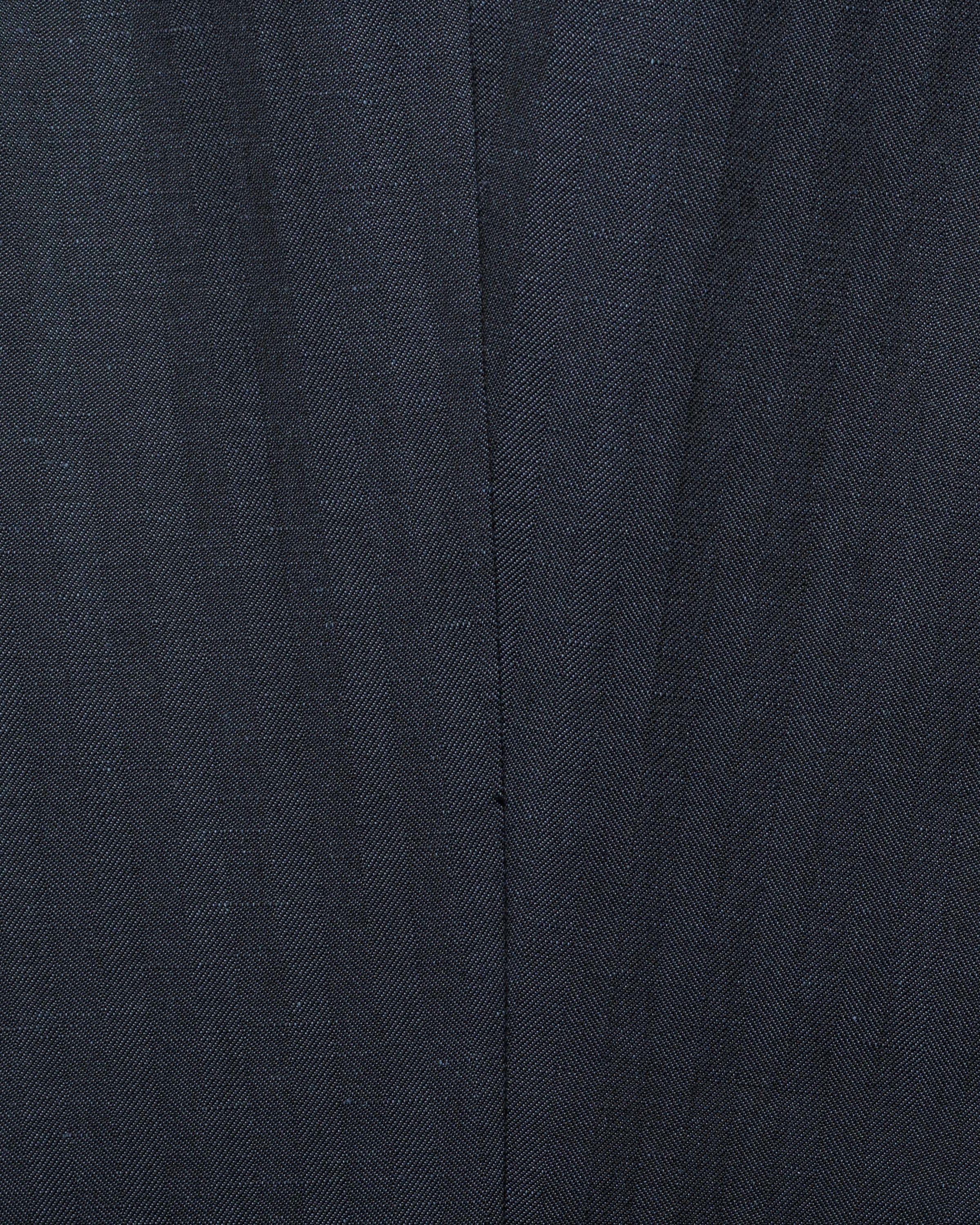 INCOTEX (Slowear) Dark Blue Herringbone Wool-Linen Flat Front Pants NEW Slim Fit INCOTEX