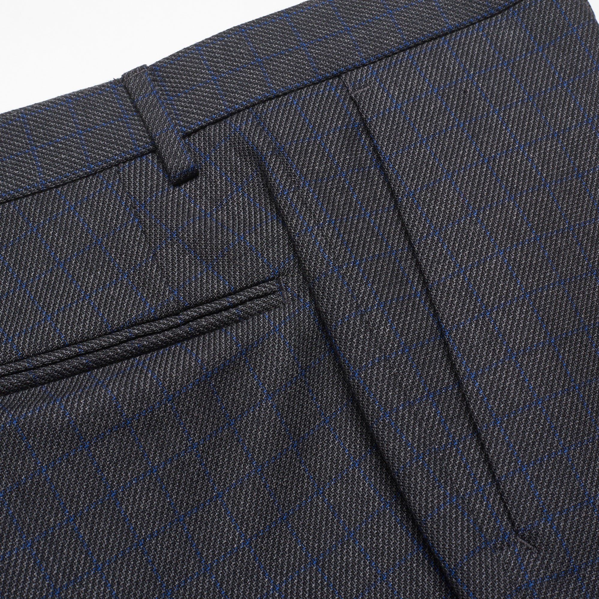 INCOTEX (Slowear) Gray Checked Cotton-Wool Flat Front Pants NEW Slim Fit