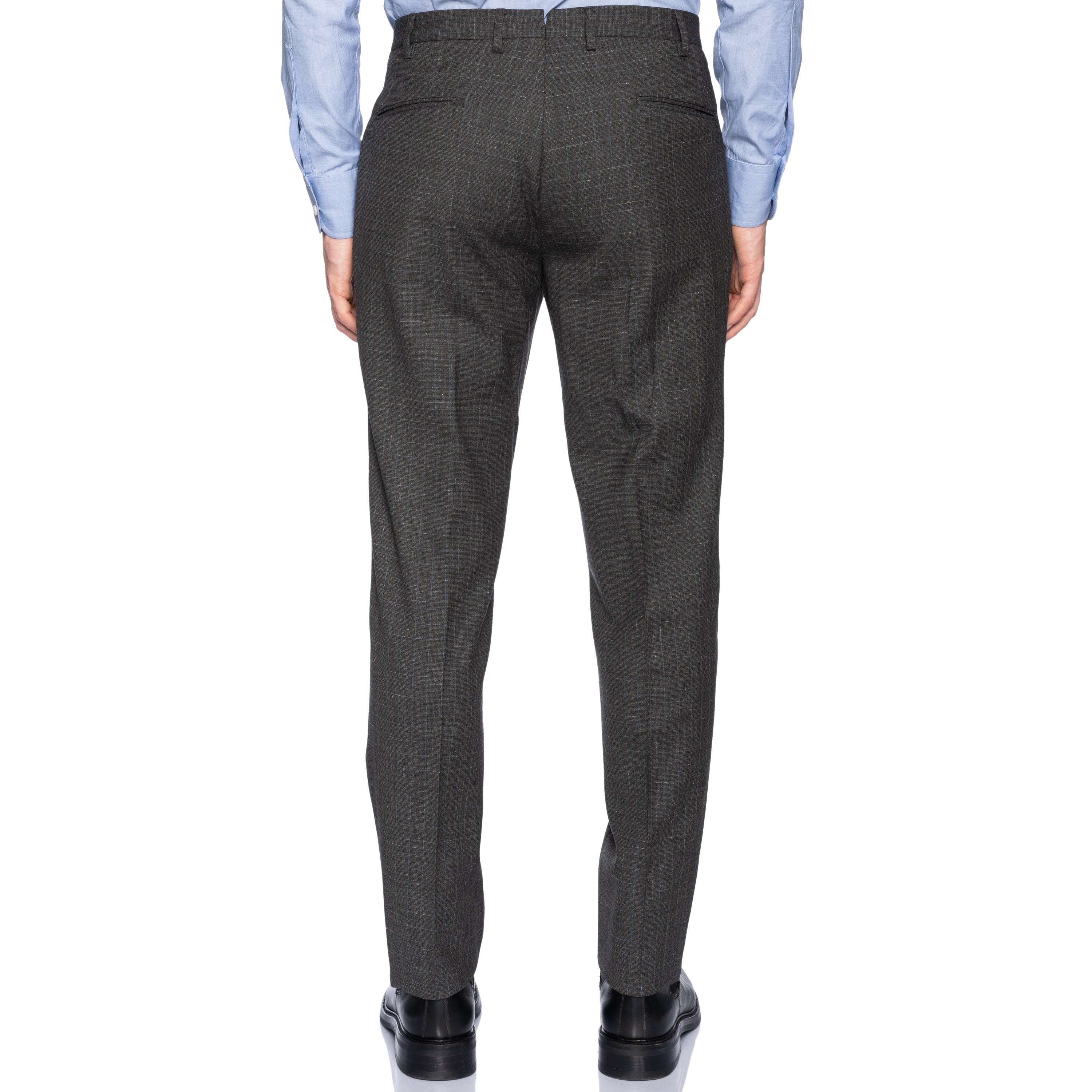 INCOTEX (Slowear) Gray Plaid Wool Flat Front Pants EU 54 NEW US 38 Slim Fit