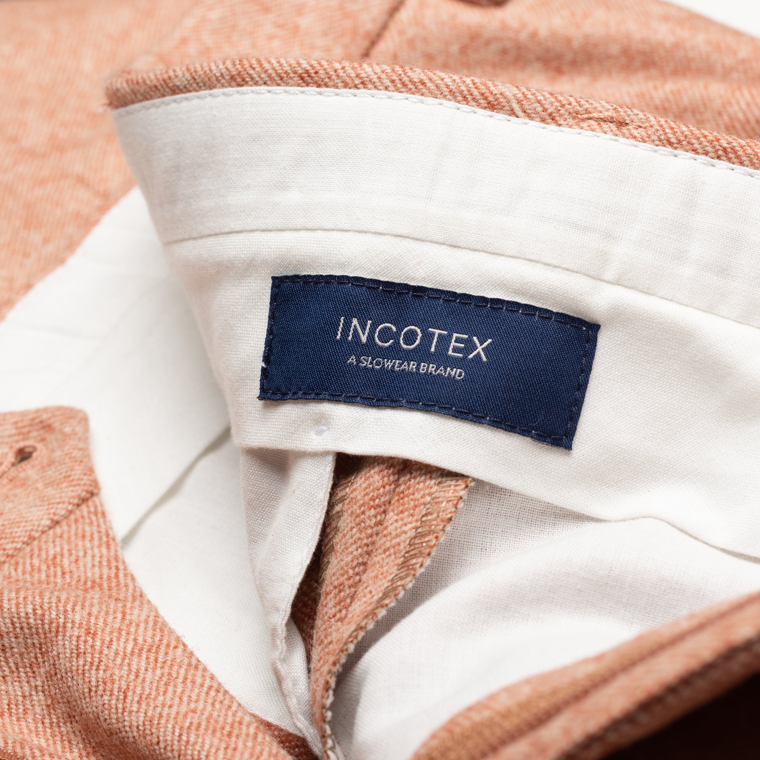 INCOTEX Slowear Light Salmon Color Wool Flannel Pants NEW Slim Fit