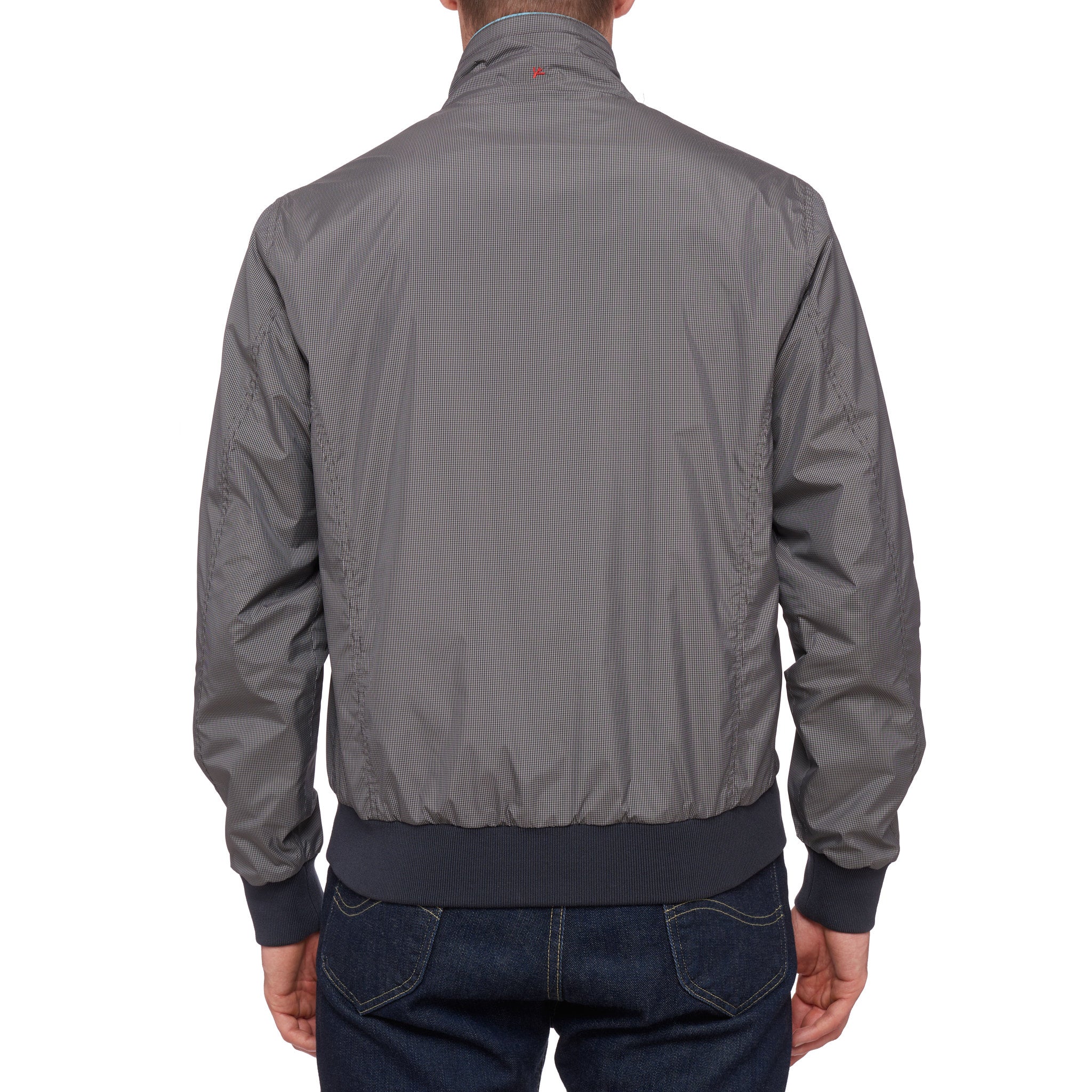 ISAIA Azure Blue Gray Plaid Poly Aqua Canvas Reversible Jacket EU 52 NEW US L ISAIA