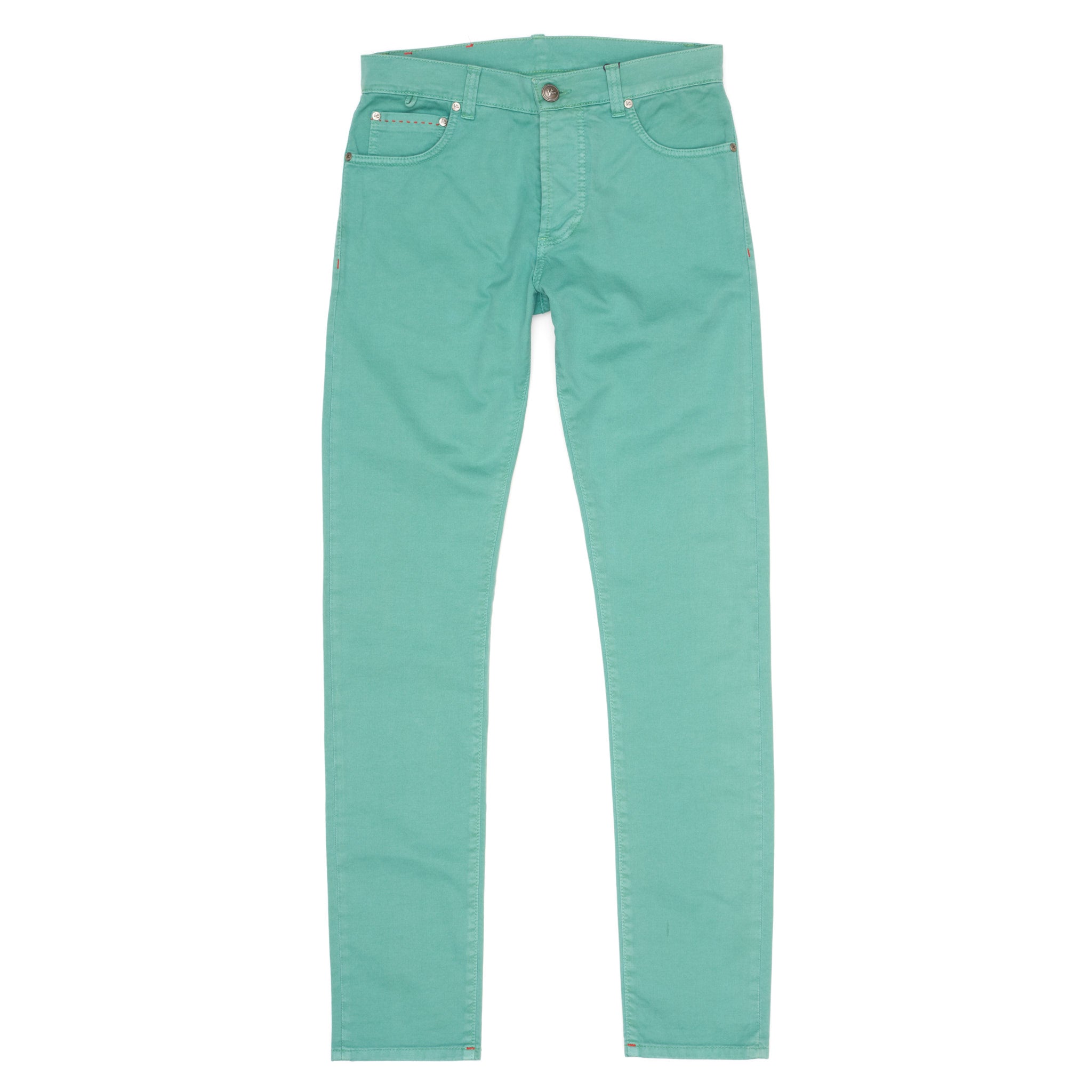 ISAIA Napoli Light Green Stretch Denim Slim Fit Jeans Pants EU 46 NEW US 30