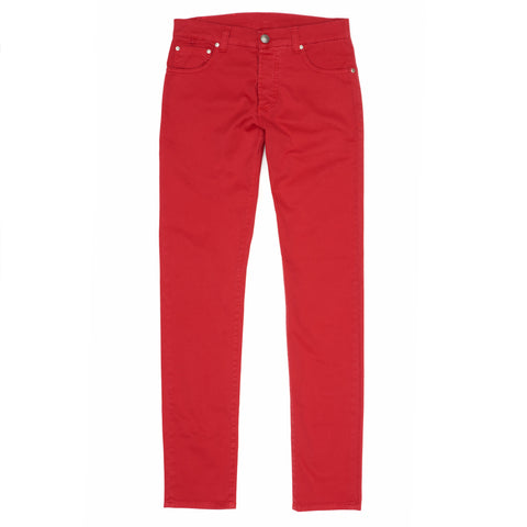 ISAIA Napoli Red Stretch Denim Jeans Pants NEW Slim Straight Fit