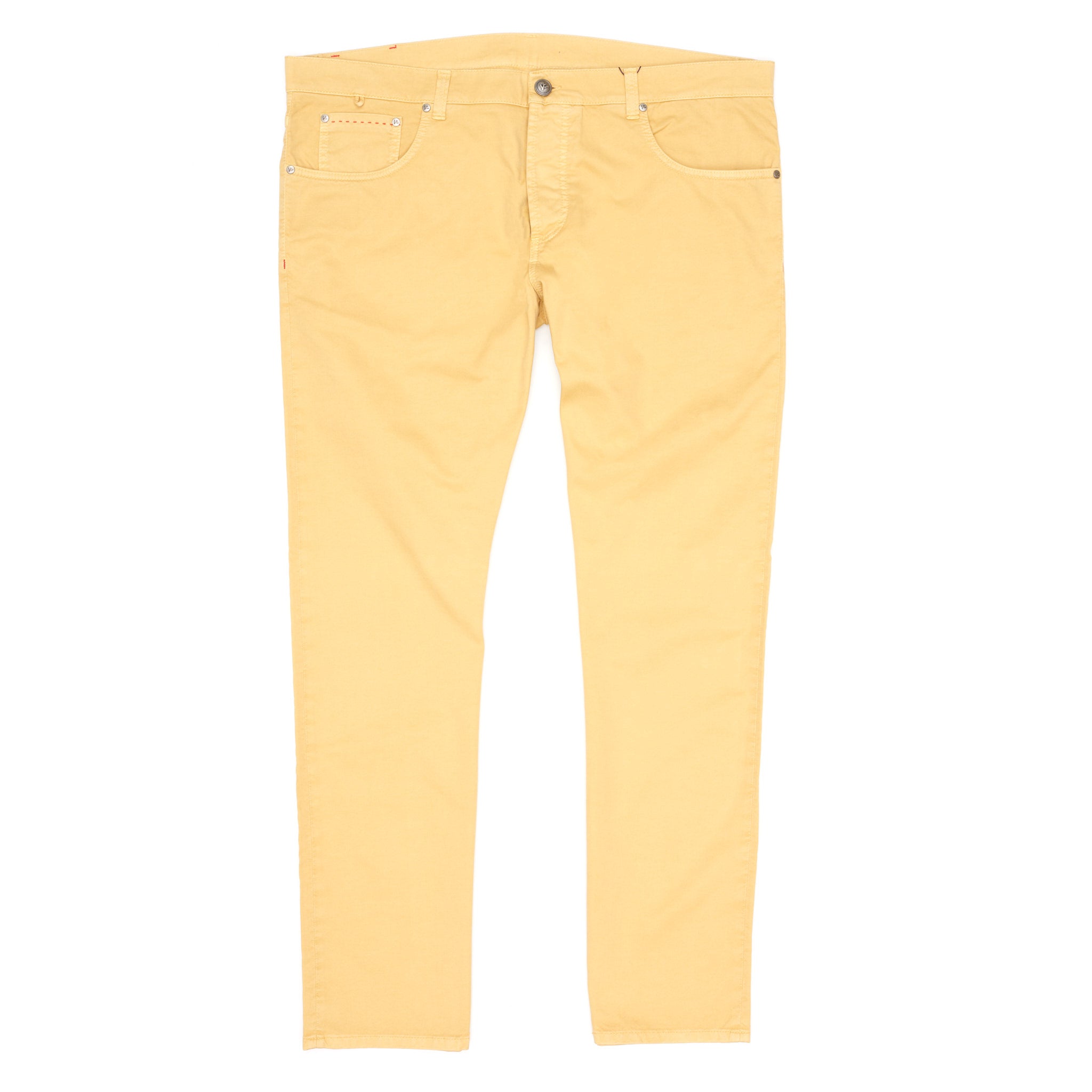 ISAIA Napoli Yellow Denim Stretch Slim Straight Fit Jeans Pants EU 58 NEW US 42
