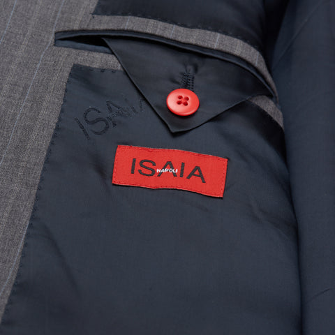 ISAIA Napoli "Base S" Gray Striped Wool Super 130’s Jacket EU 62 NEW US 46-48