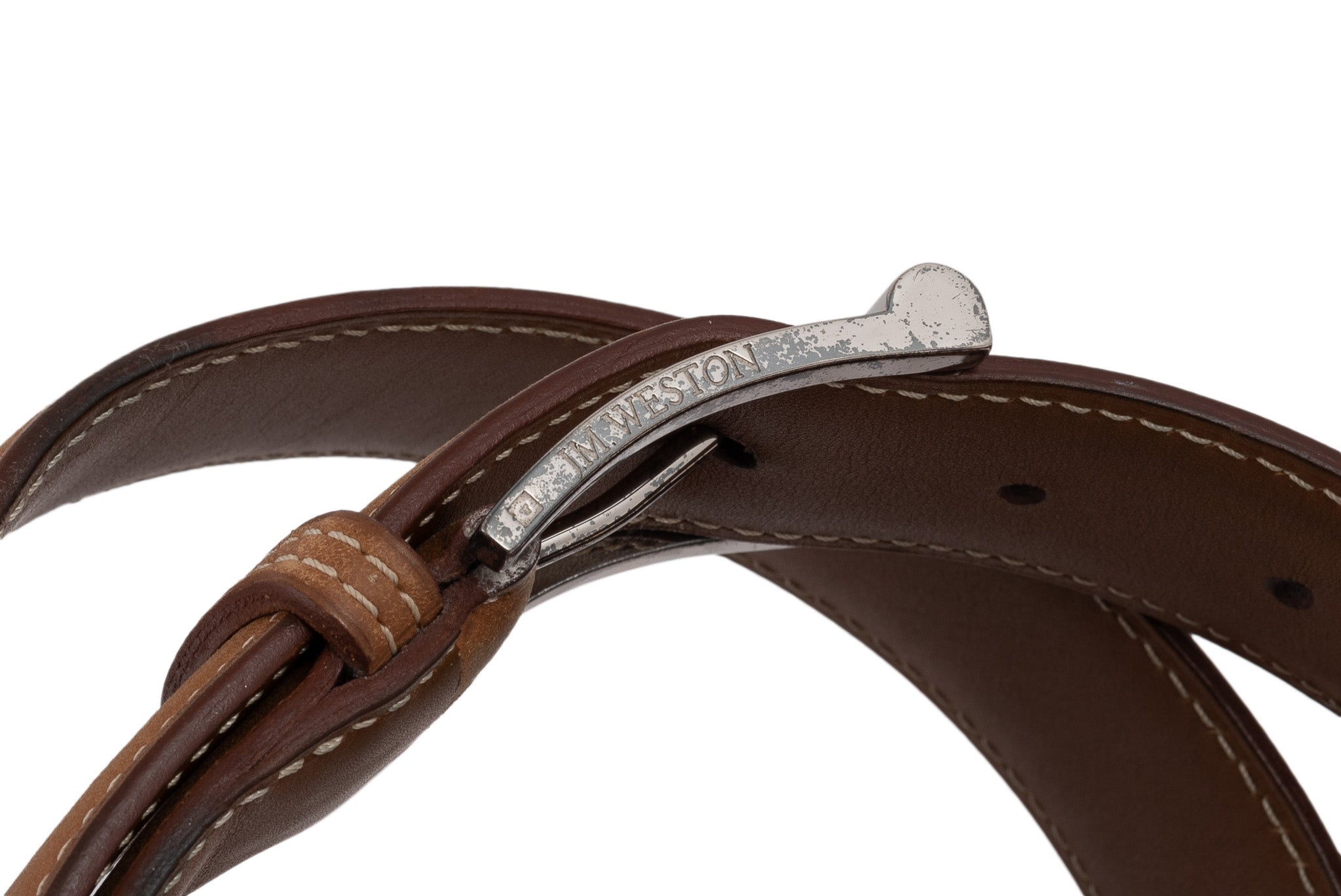 J.M. WESTON Paris Brown Leather Belt 90 cm 36