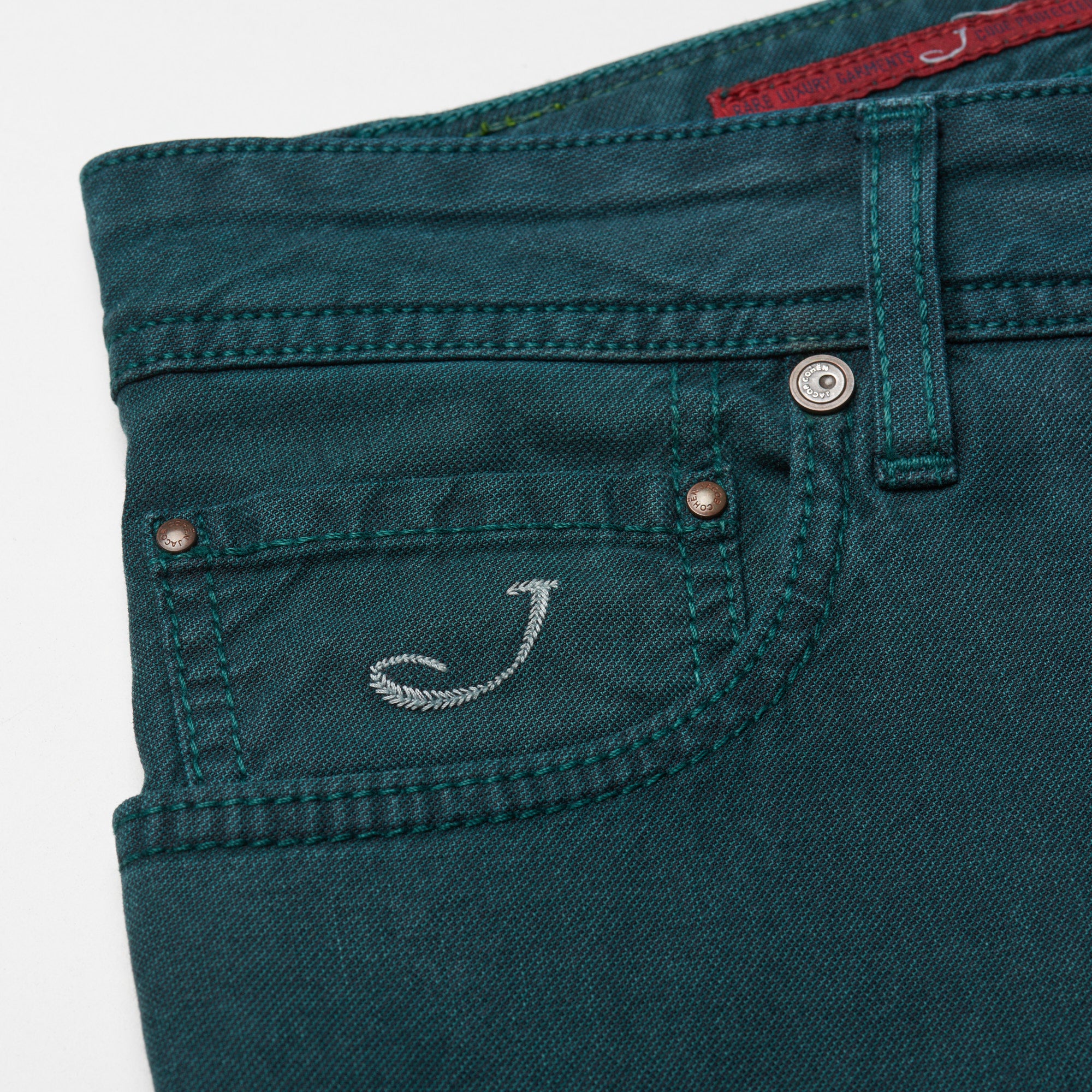 JACOB COHEN J688 Comfort Vintage Green Cotton Stretch Slim Fit Jeans Pants US 33