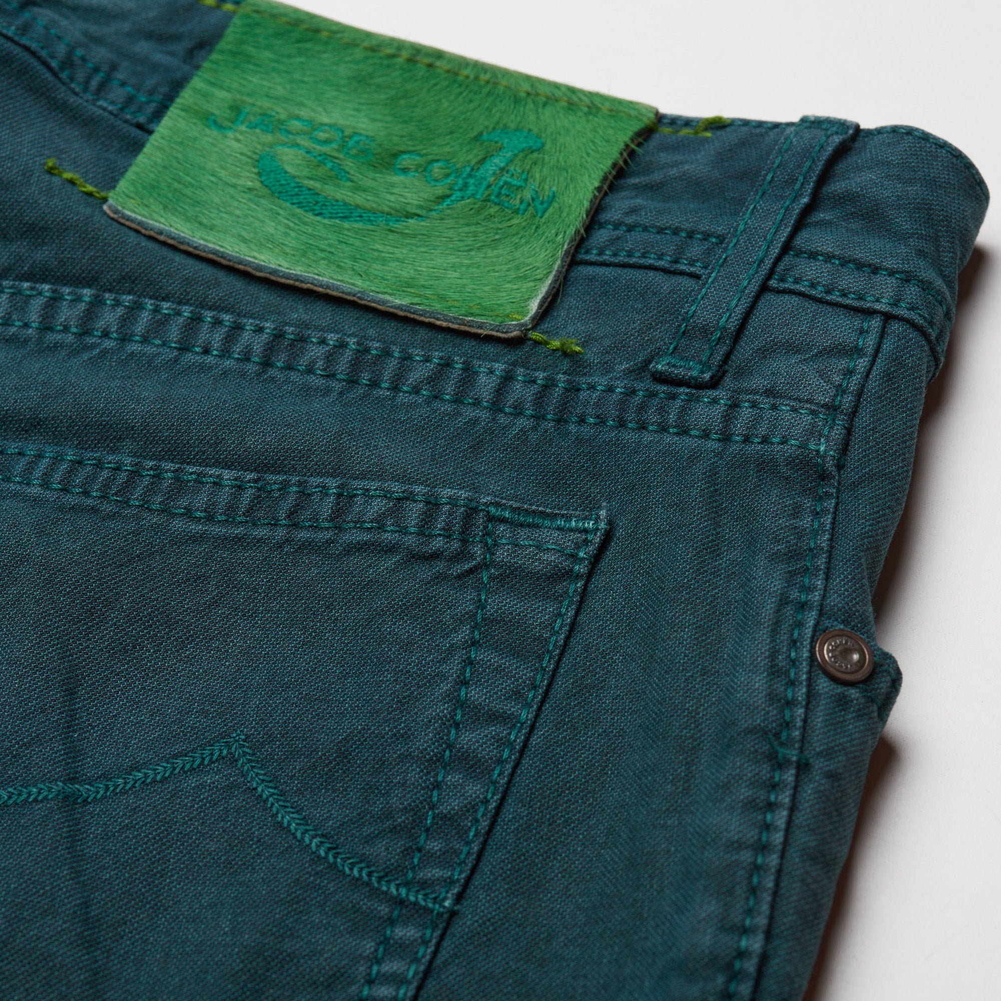 JACOB COHEN J688 Comfort Vintage Green Cotton Stretch Slim Fit Jeans Pants US 33