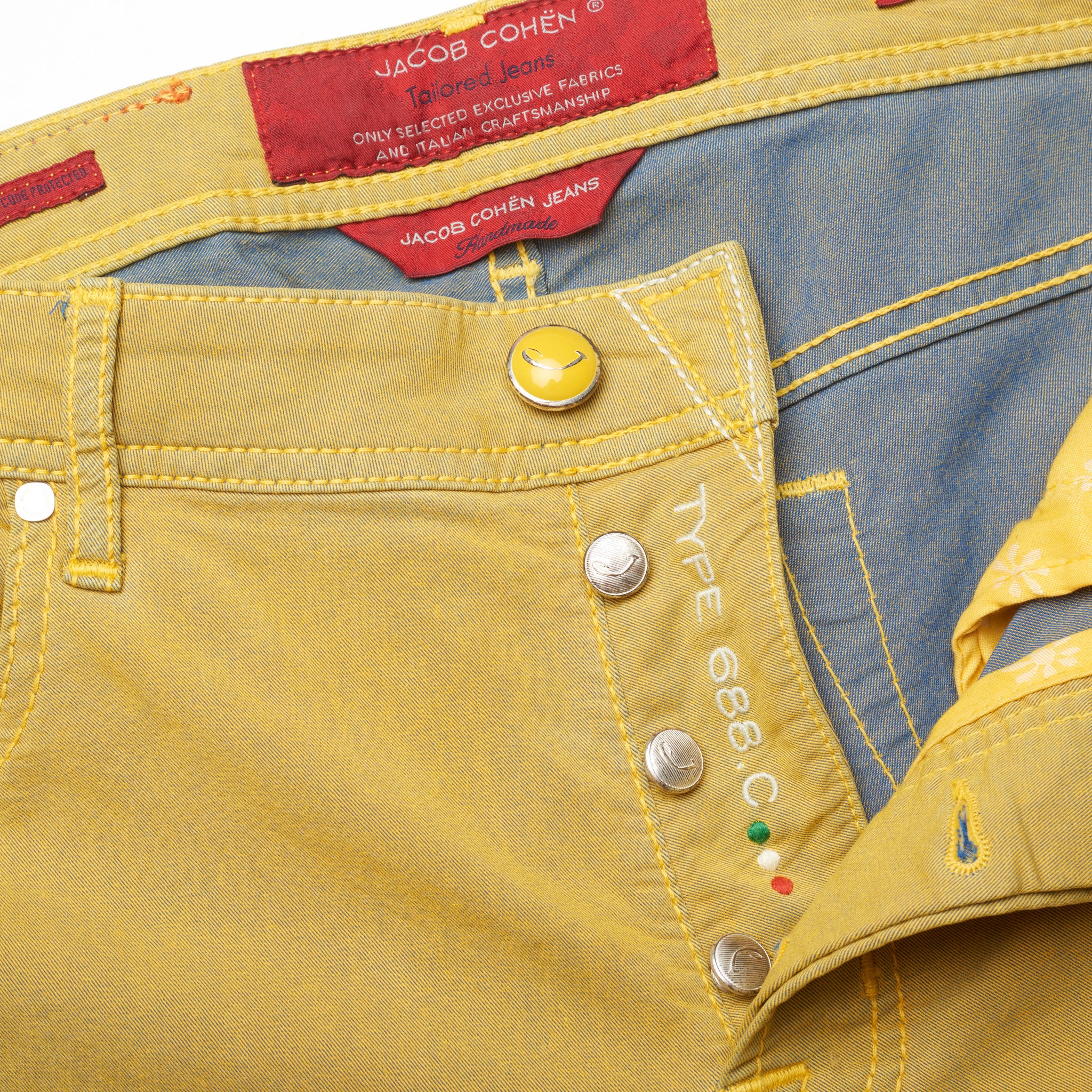 JACOB COHEN J688 Comfort Vintage Yellow Cotton Stretch Slim Jeans Pants US 33