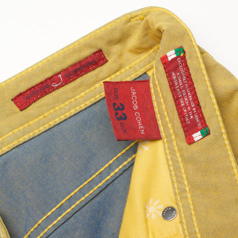 JACOB COHEN J688 Comfort Vintage Yellow Cotton Stretch Slim Jeans Pants US 33
