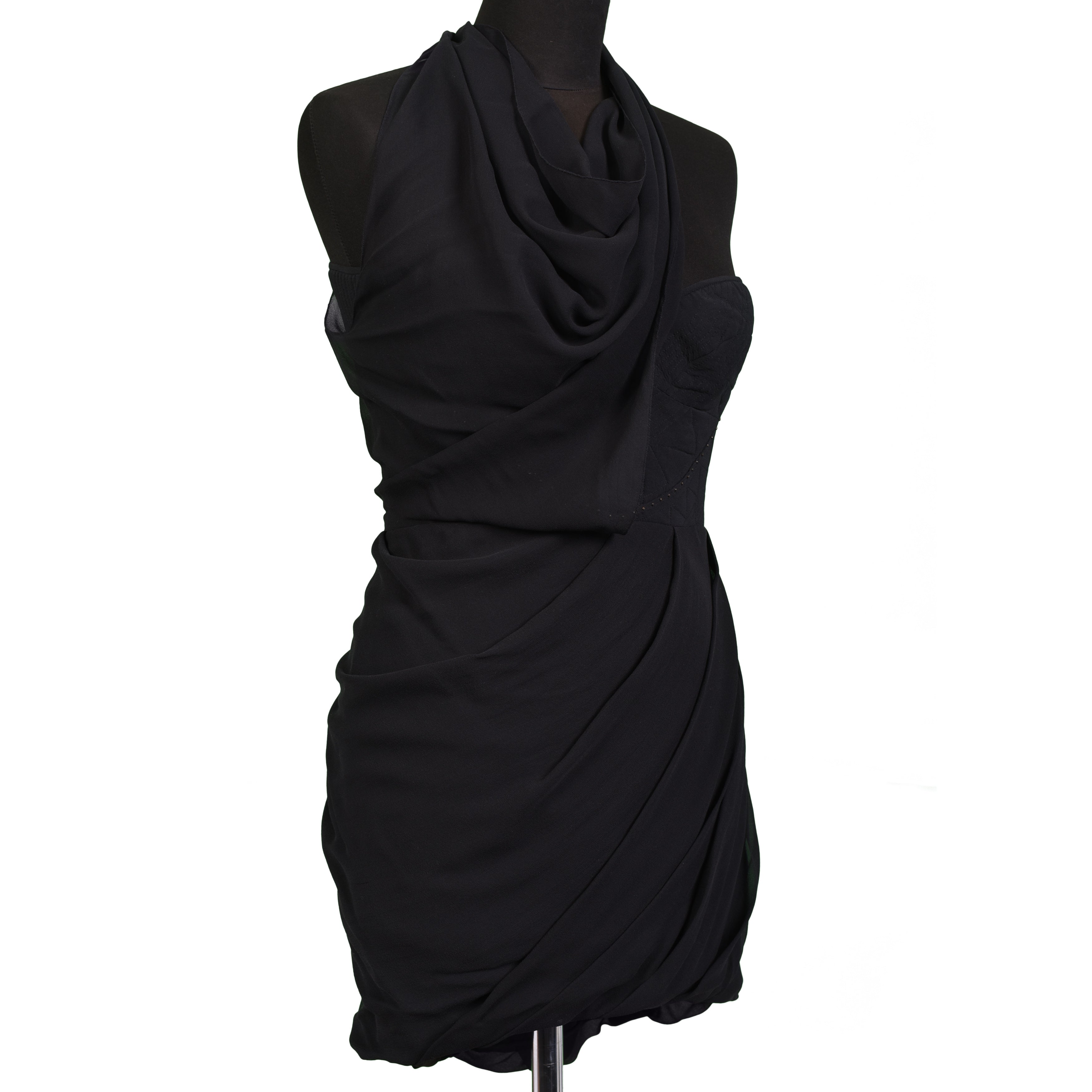 JASMINE DI MILO Universe Black Silk Off-Shoulder Dress EU 38 NEW US 6