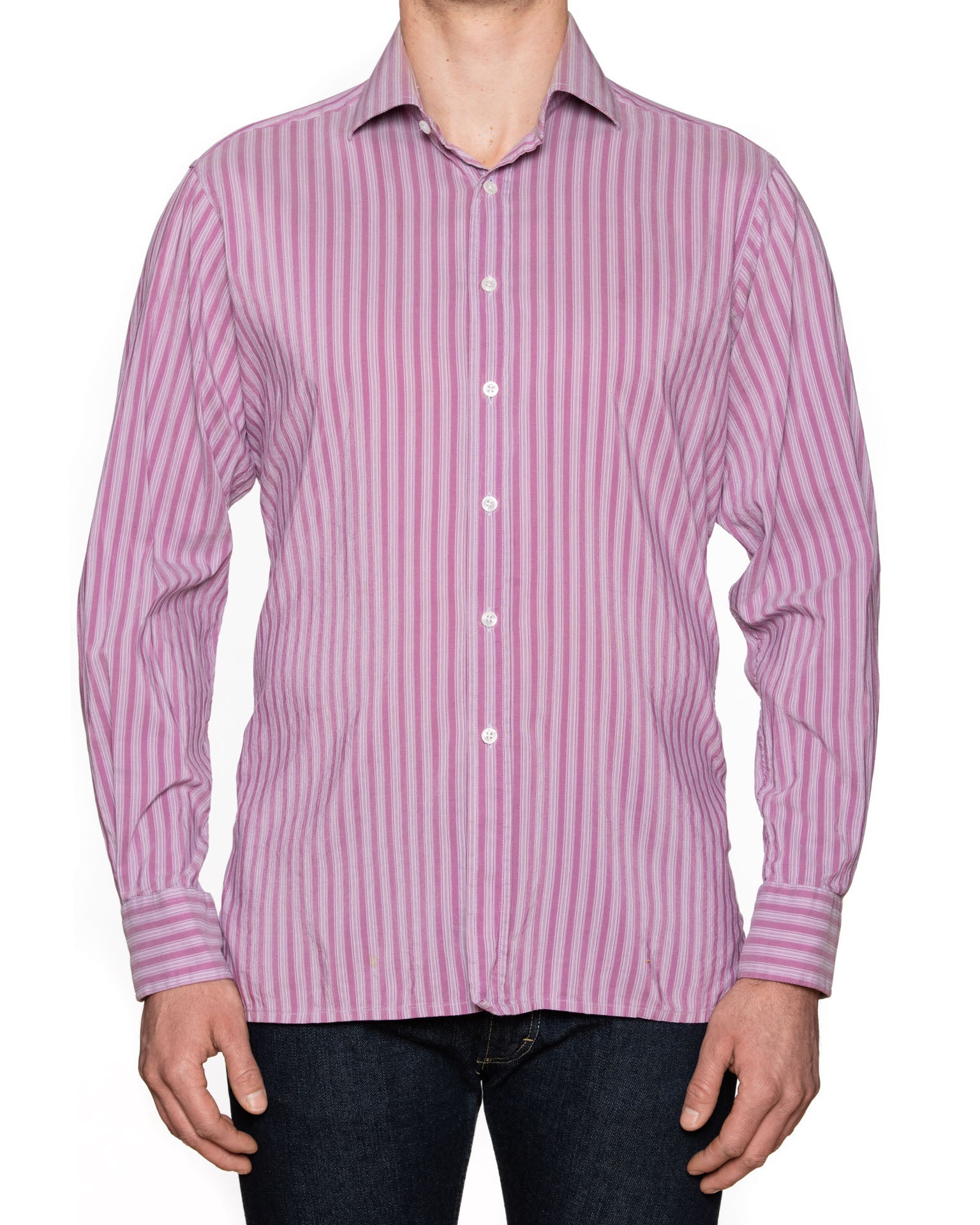 JAY KOS New York Mallow Striped Cotton-Silk Shirt EU 42 US 16.5 JAY KOS