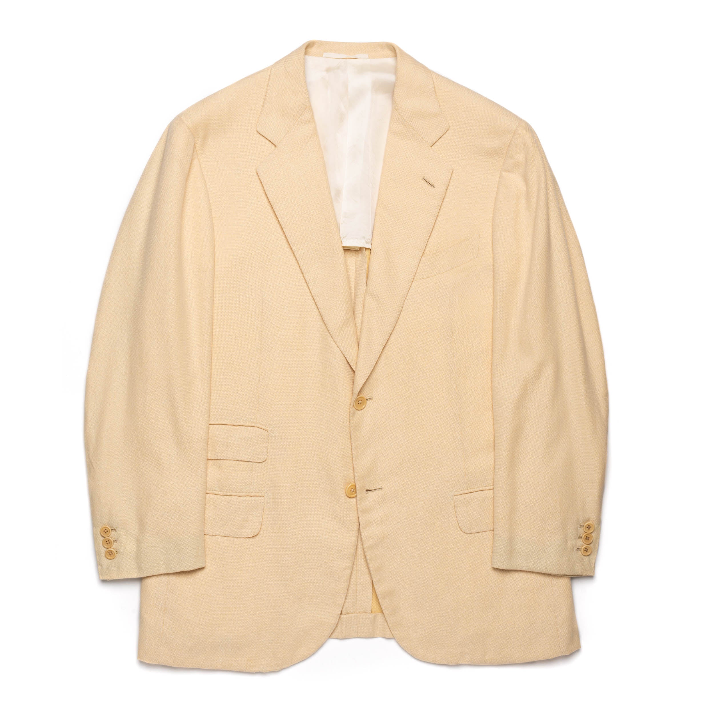 JAY KOS New York Beige Cotton-Wool-Cashmere-Silk Hopsack Jacket EU 52 US 42