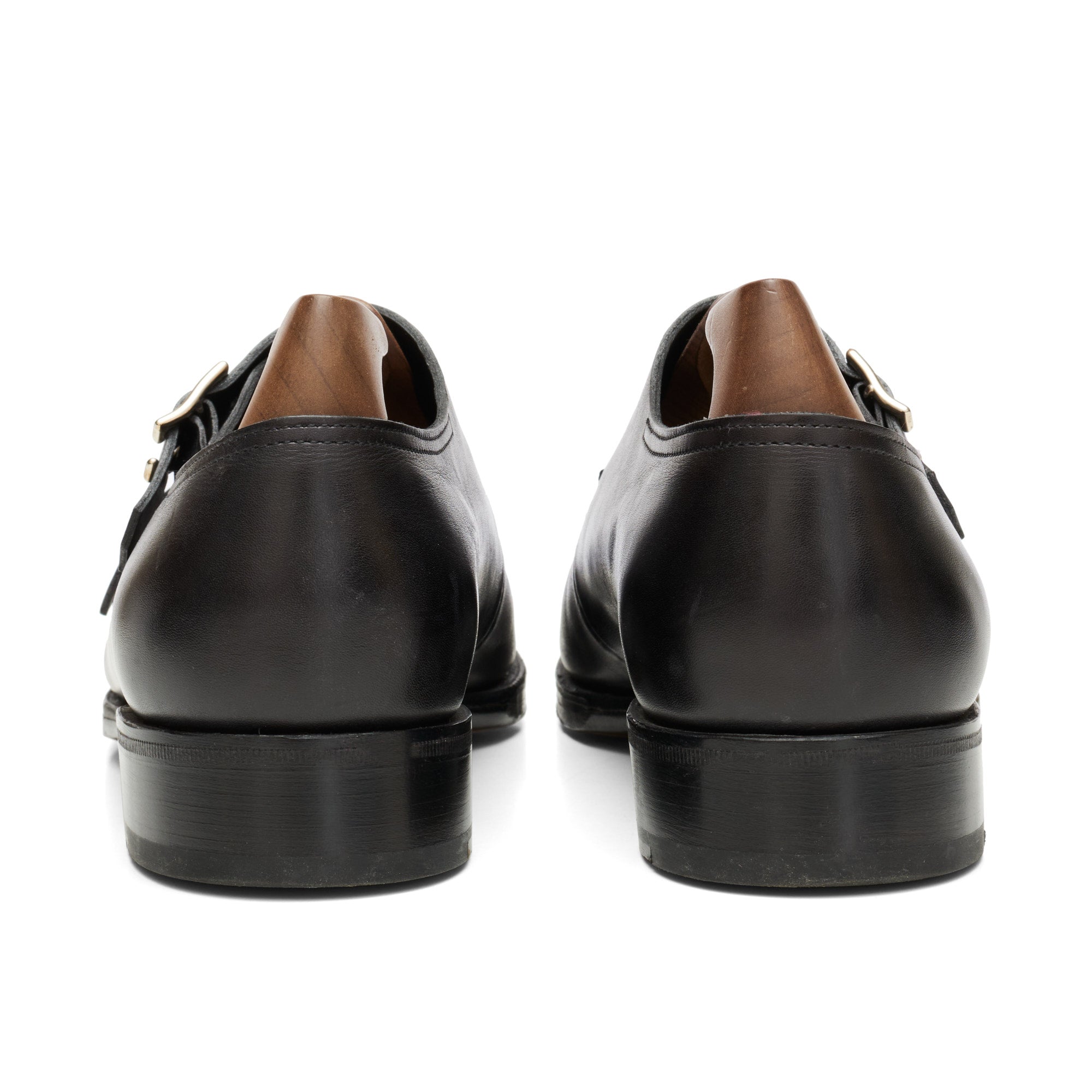 JOHN LOBB "Hayes" Black Leather Double Monk Apron Shoes UK 7.5E US 8.5 Last 7000 JOHN LOBB