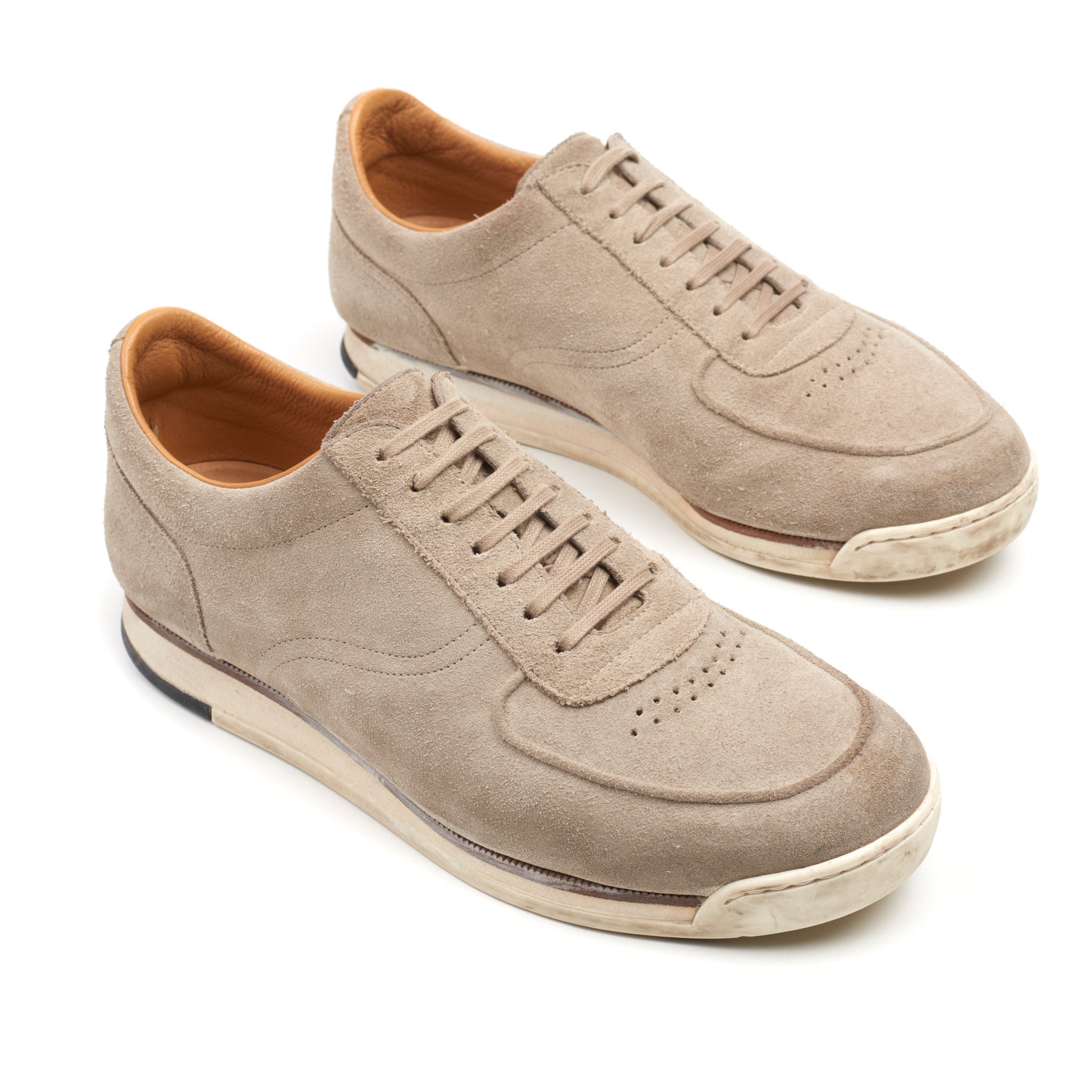 JOHN LOBB "Porth" Light Gray Suede Leather Lace-up Sneakers Shoes UK 7.5 US 8.5 JOHN LOBB