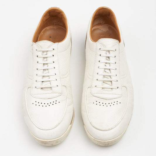 JOHN LOBB "Porth" White Full Grain Leather Lace-up Sneakers Shoes UK 7.5 US 8.5