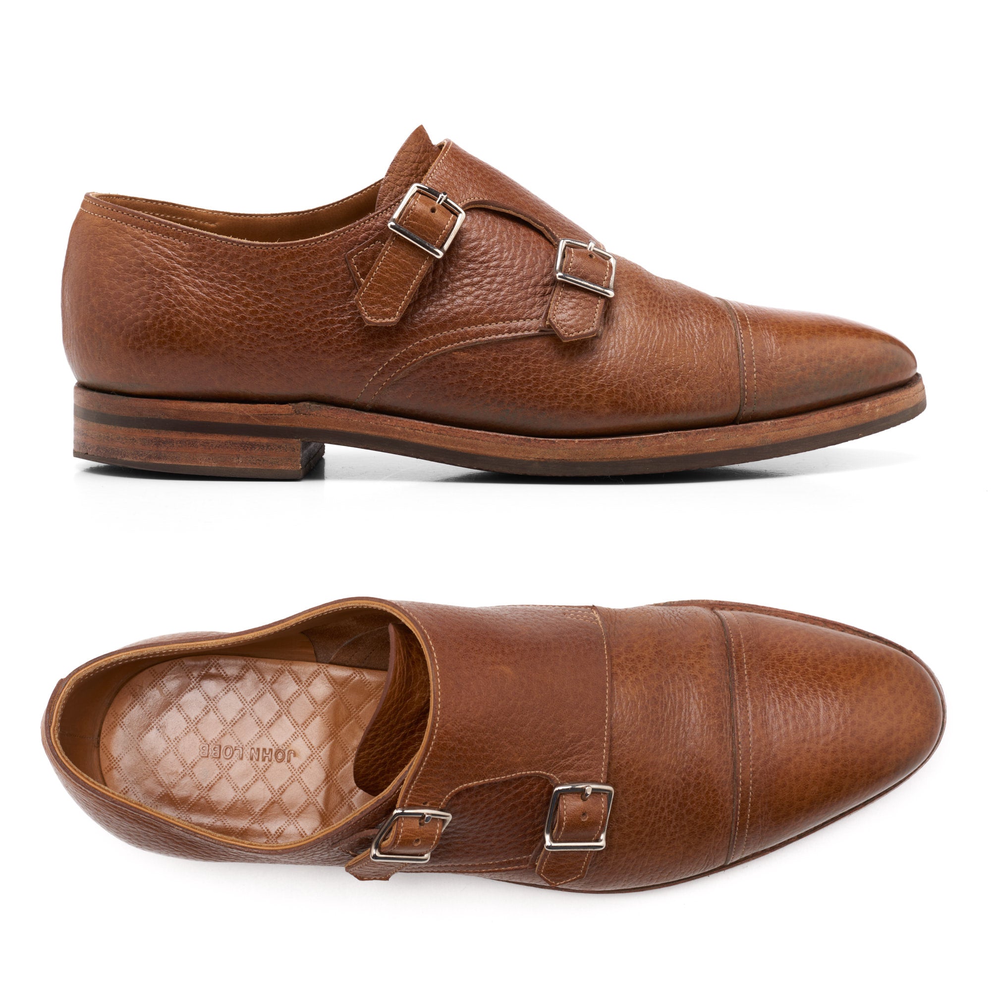 JOHN LOBB "William" Brown Leather Double Monk Shoes UK 8.5E US 9.5 Last 9795