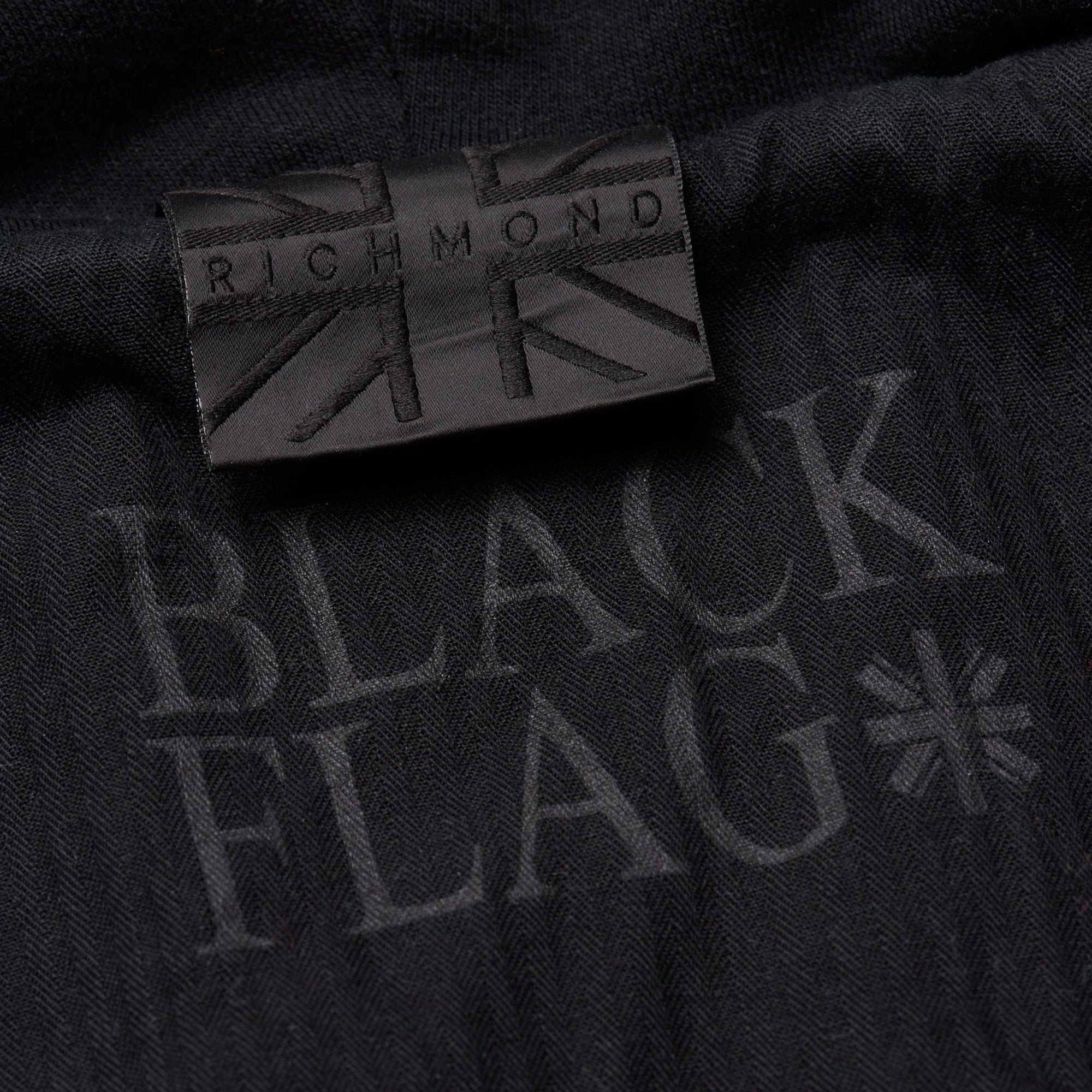 JOHN RICHMOND Denim "Black Flag" Black Cotton Hooded Jacket EU 52 US L JOHN RICHMOND