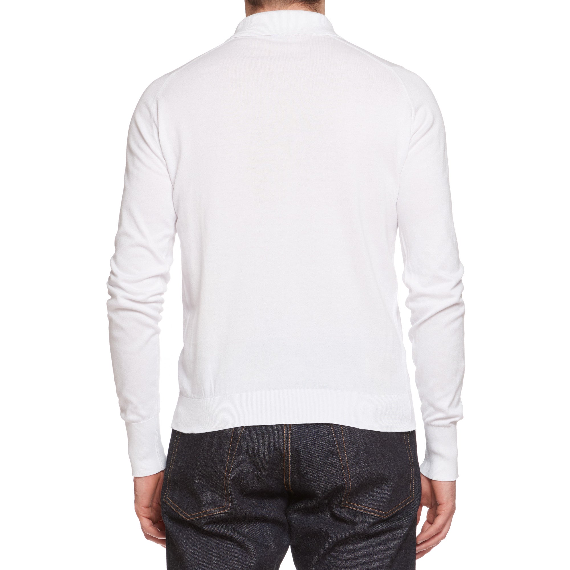 JOHN SMEDLEY White Sea Island Cotton Polo Shirt Sweater Size M UK Made JOHN SMEDLEY