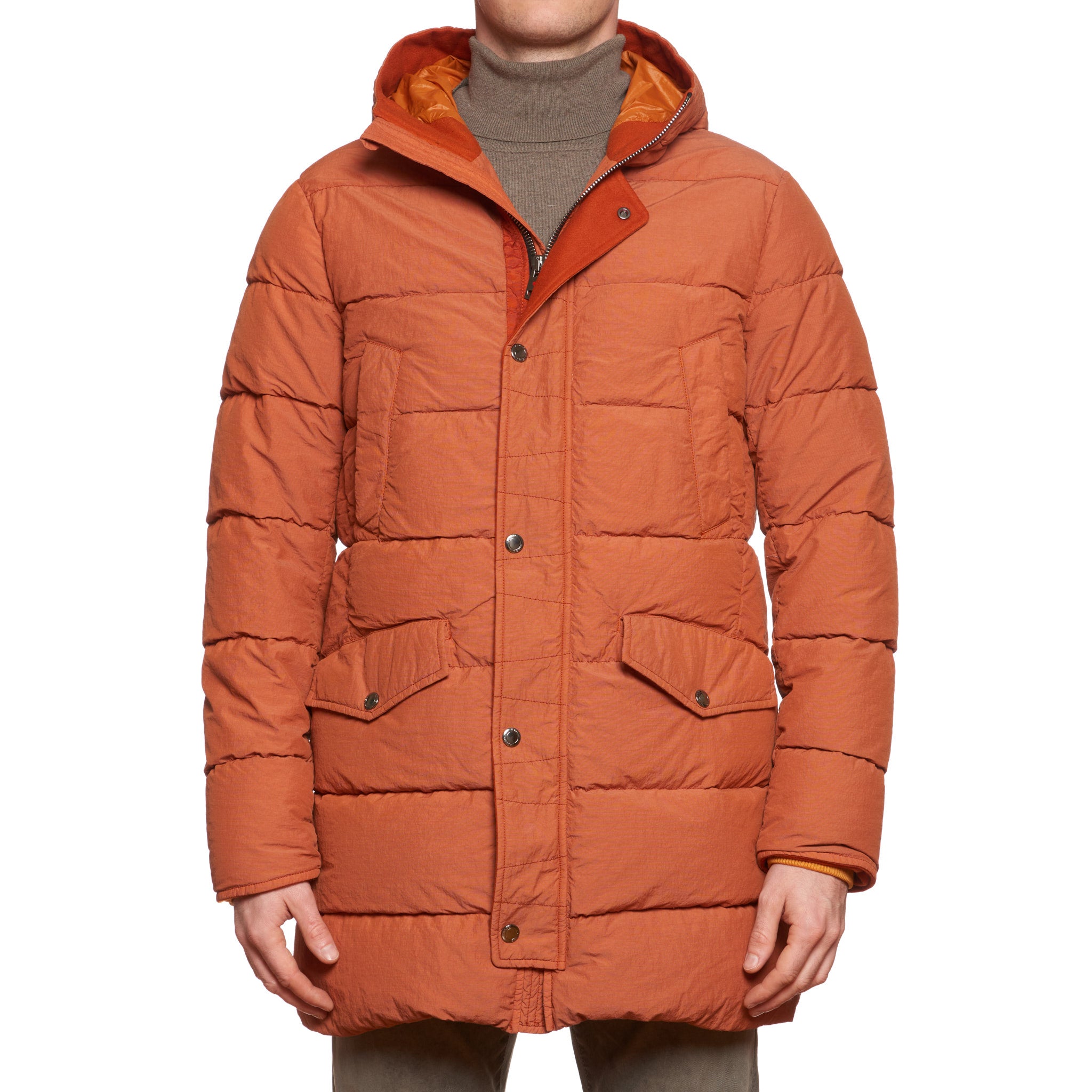 KITON KIRED Orange Goose Down Hooded Parka Puffer Jacket Coat 50 NEW M