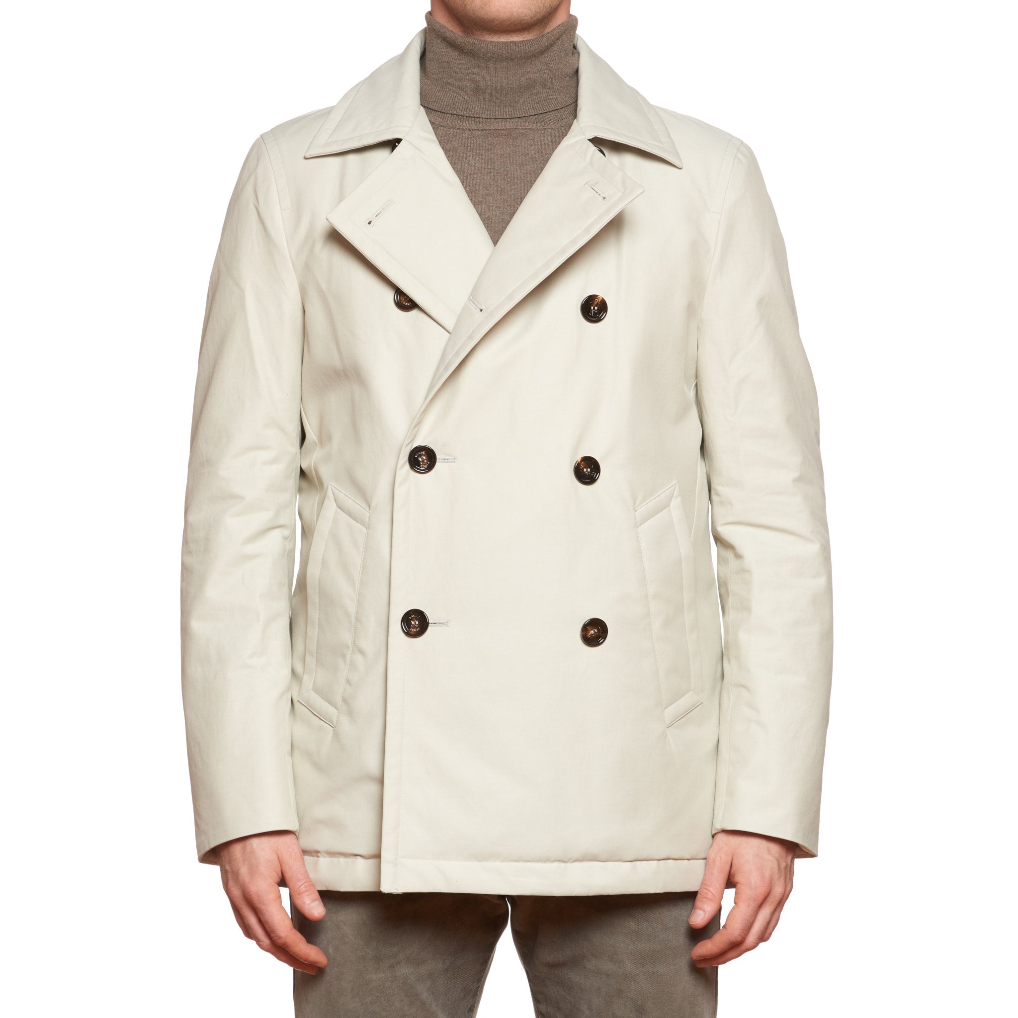 KITON KIRED "Oglio" Primaloft Off-White Padded DB Pea Coat Jacket KIRED