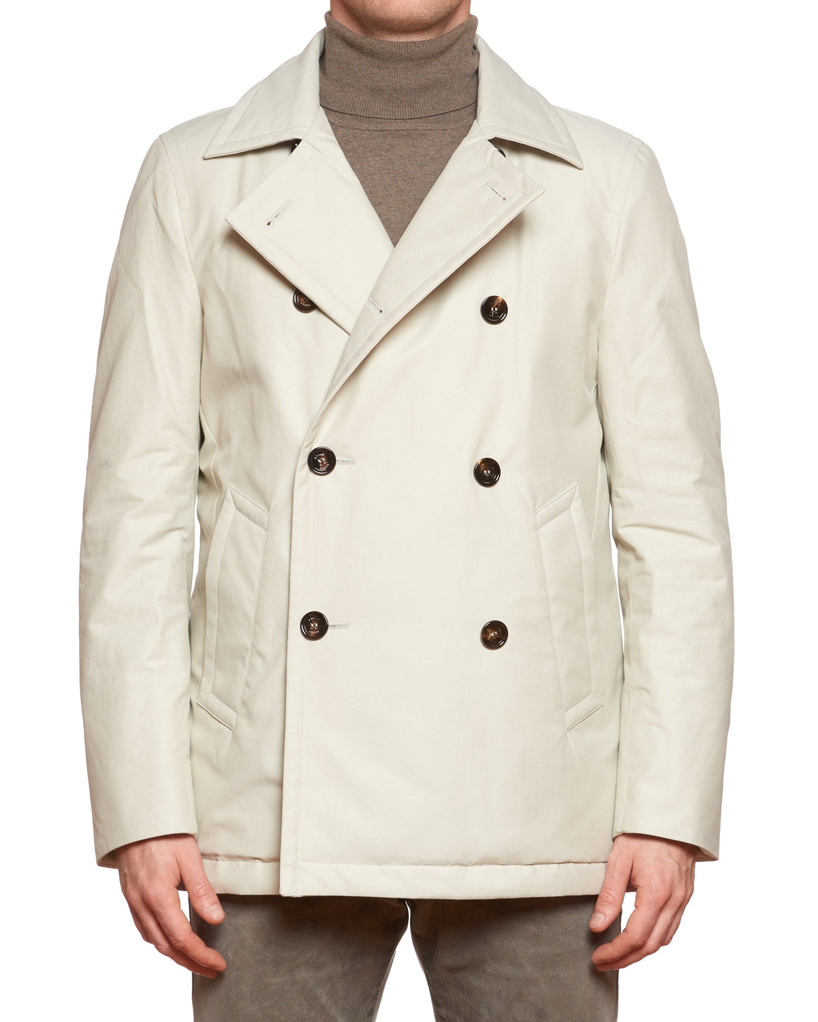 KITON KIRED "Oglio" Primaloft Off-White Padded DB Pea Coat Jacket KIRED