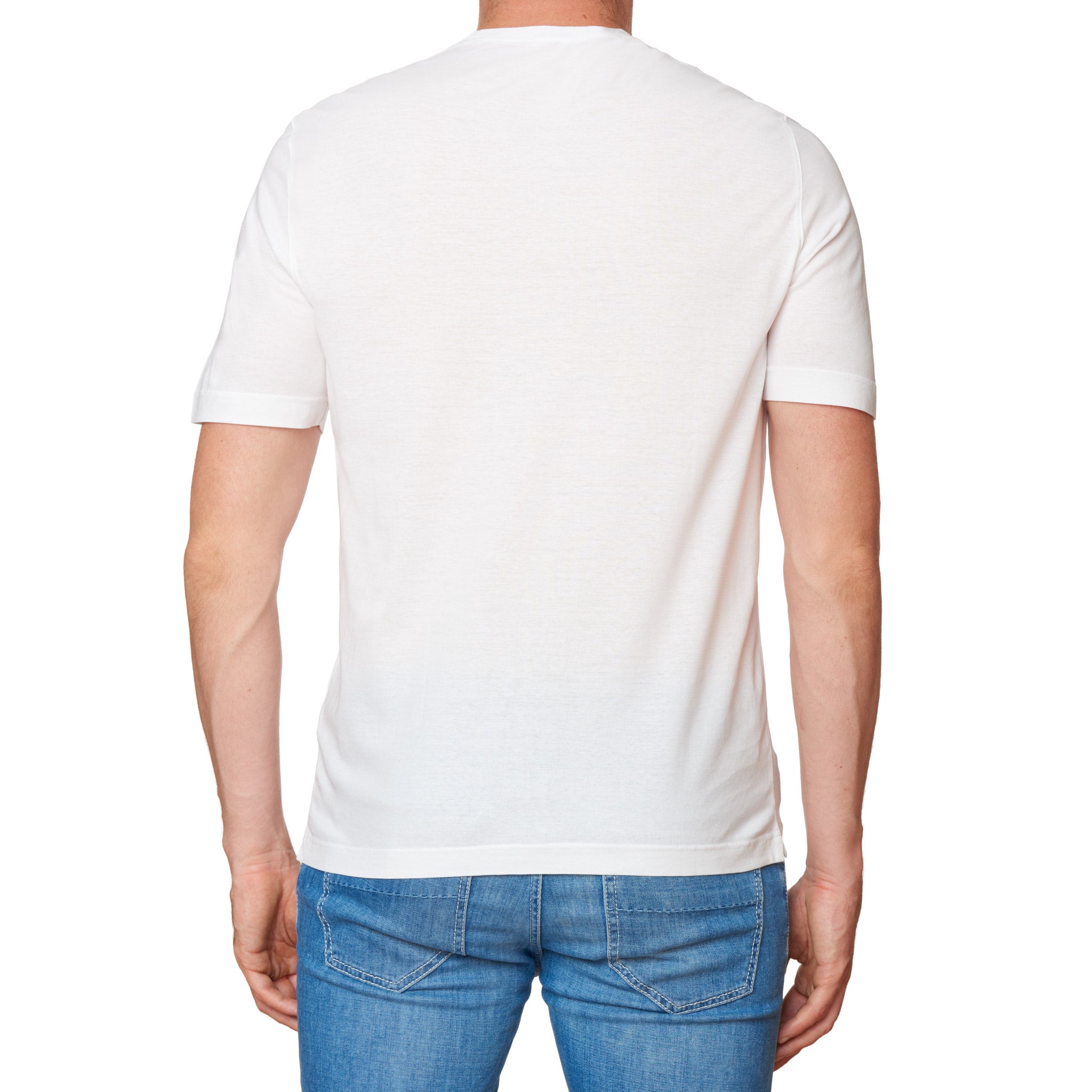 Kiton KIRED "Bacio" White Exclusive Crepe Cotton Short Sleeve T-Shirt Slim KIRED
