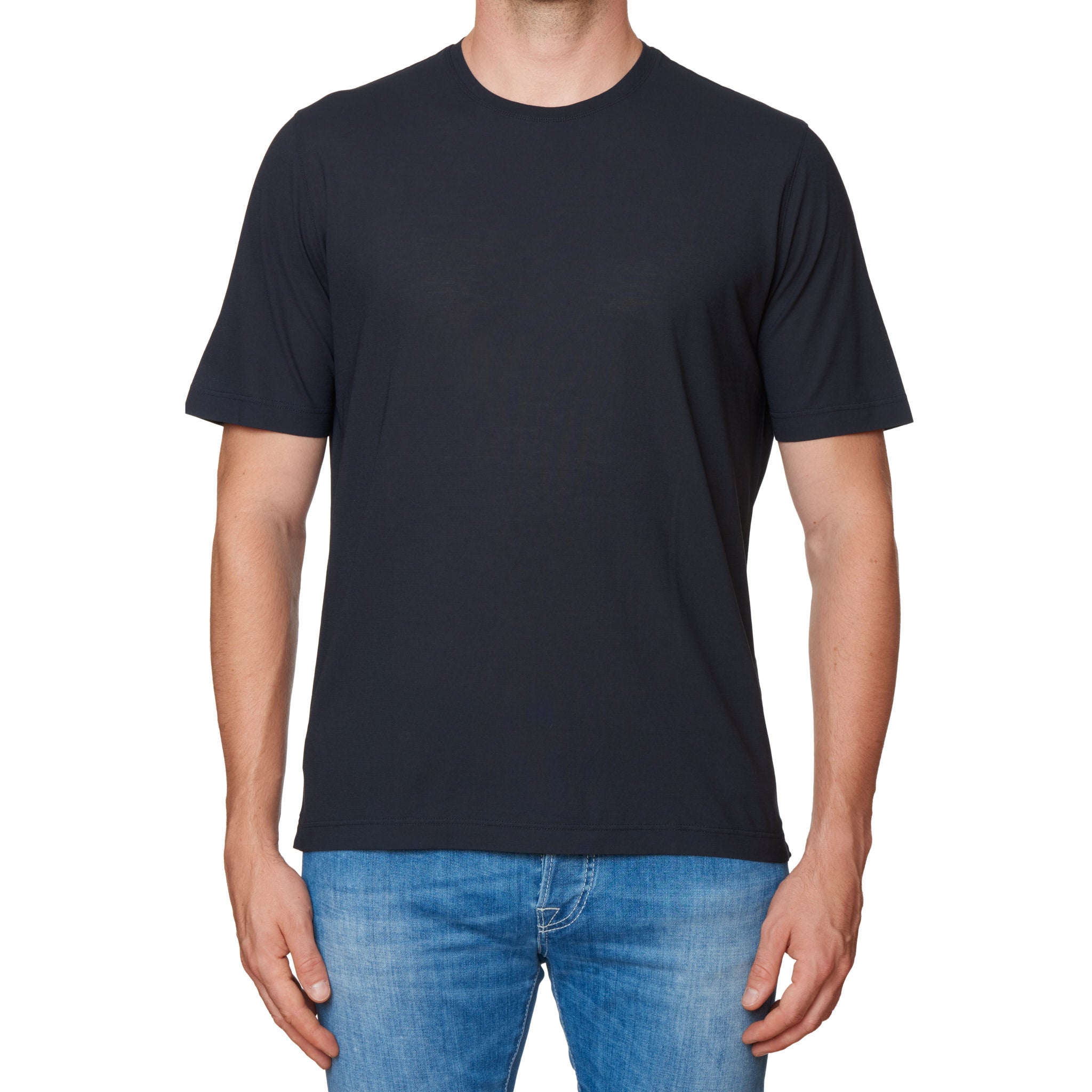 Kiton KIRED "Baciomc" Midnight Blue Exclusive Crepe Cotton Short Sleeve T-Shirt KIRED