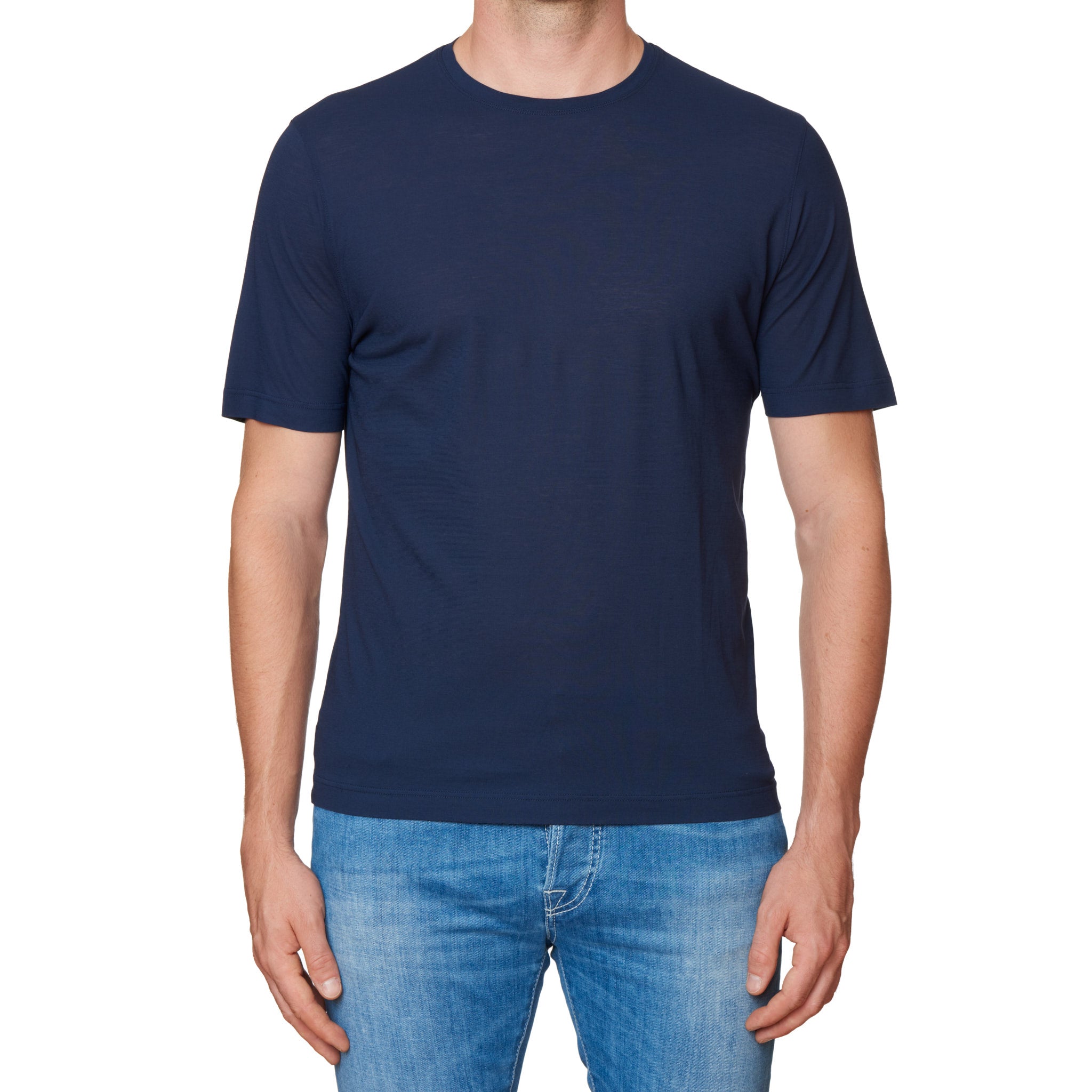 Kiton KIRED "Baciomc" Navy Blue Exclusive Crepe Cotton Short Sleeve T-Shirt KIRED