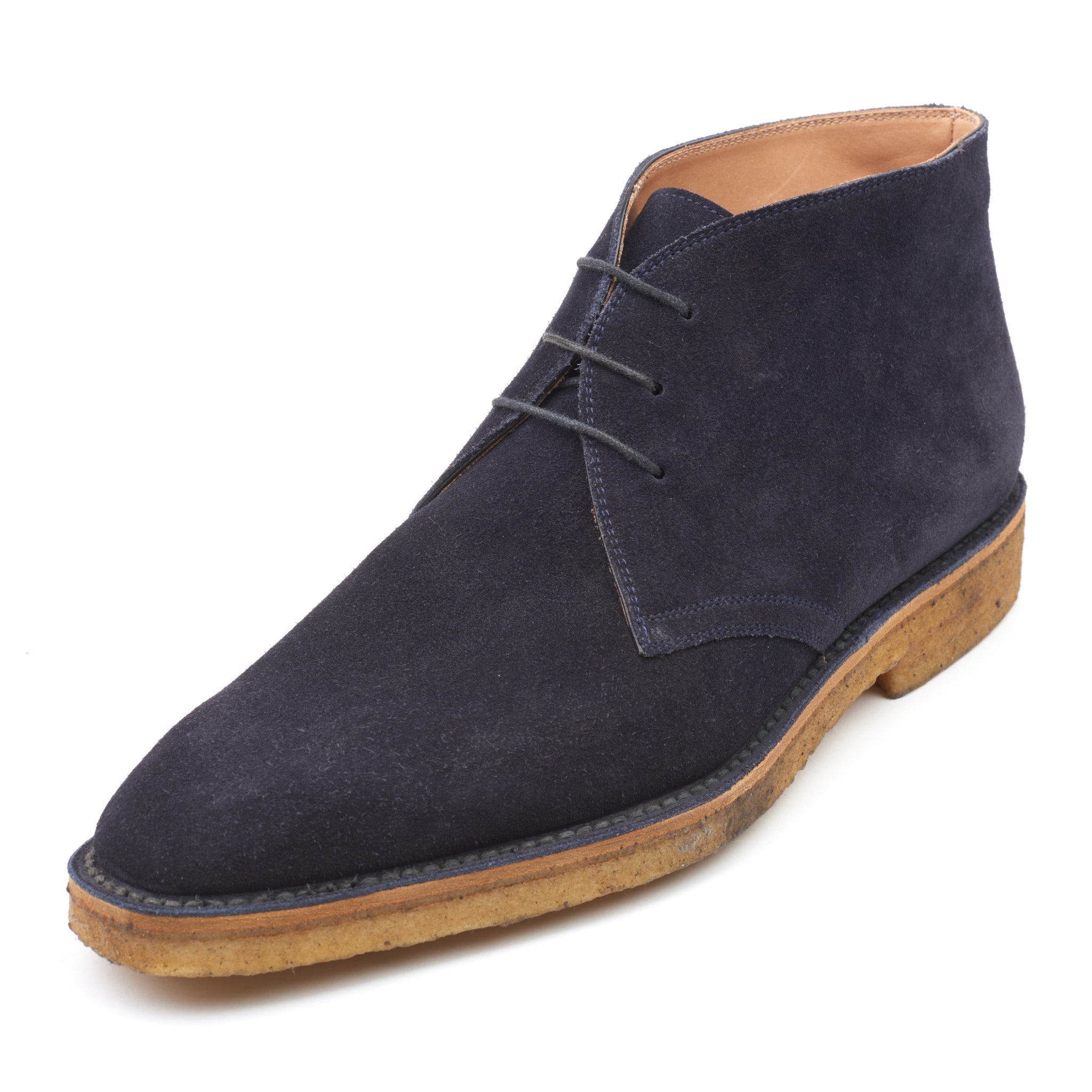 KITON Blue Suede Leather 3 Eyelet Ankle Chukka Boots Shoes NEW with Box KITON