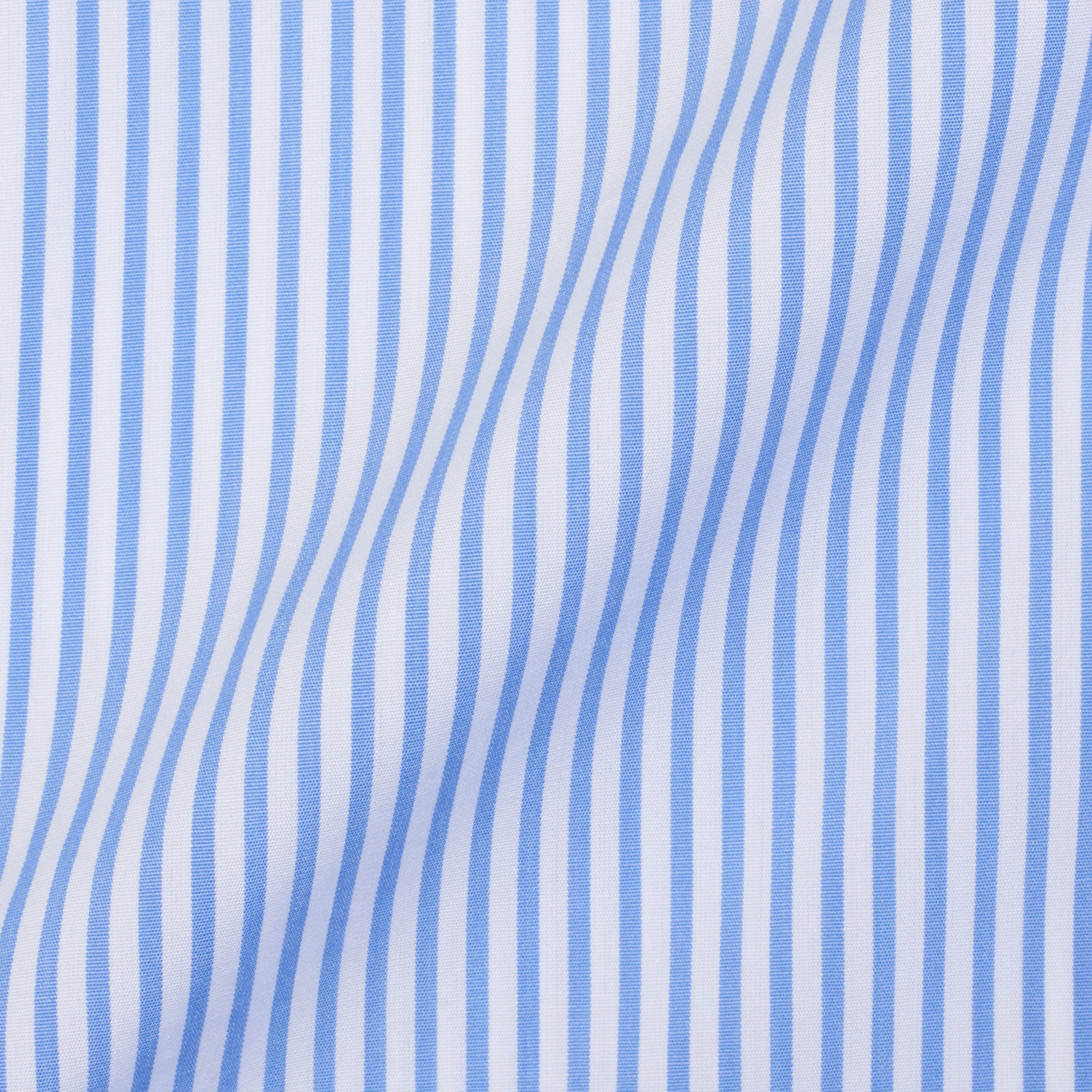 KITON Napoli Handmade Bespoke Blue Striped Poplin Cotton Dress Shirt EU 41 US 16