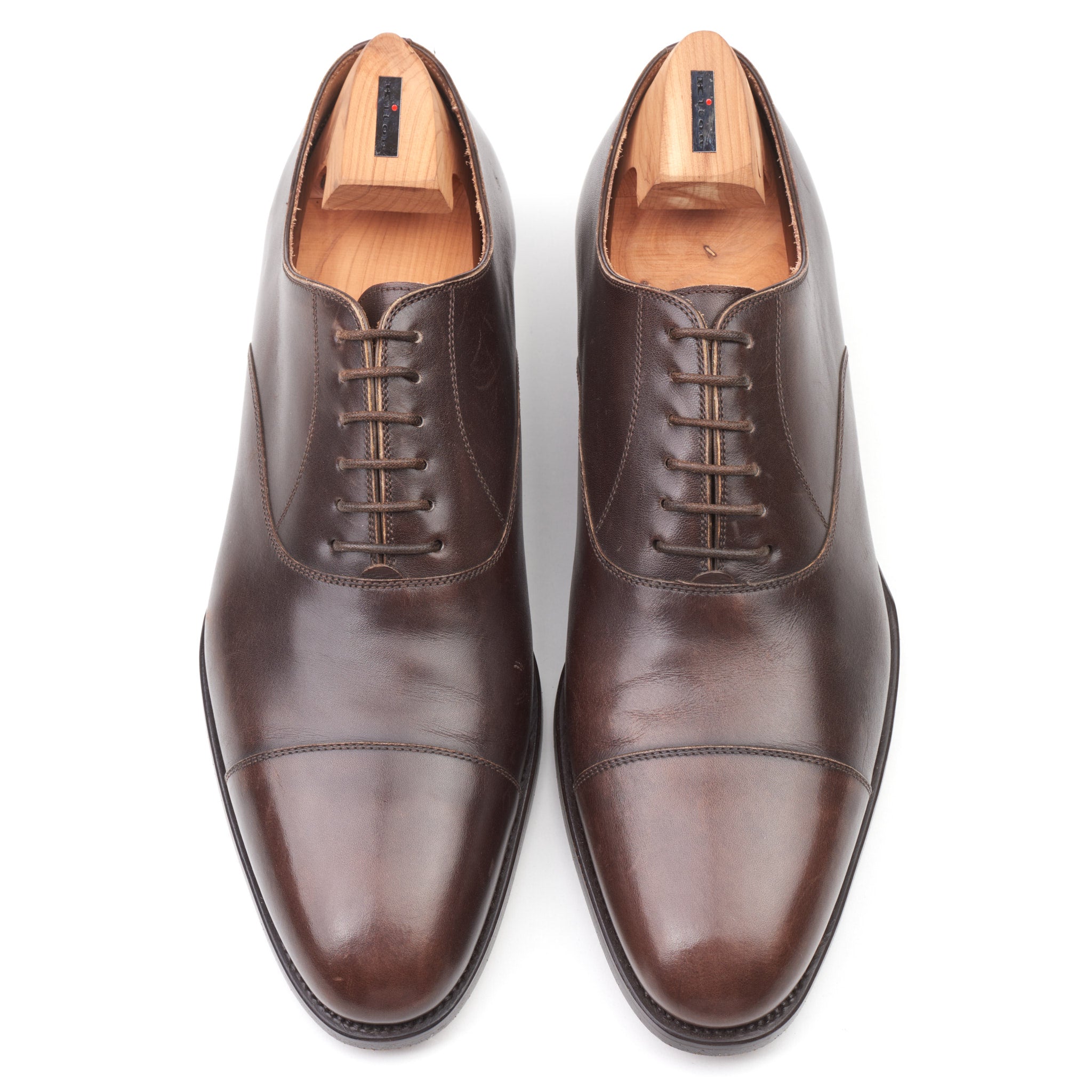KITON Napoli Handmade Brown Calfskin Leather Oxford Shoes US 10 NEW with Box KITON
