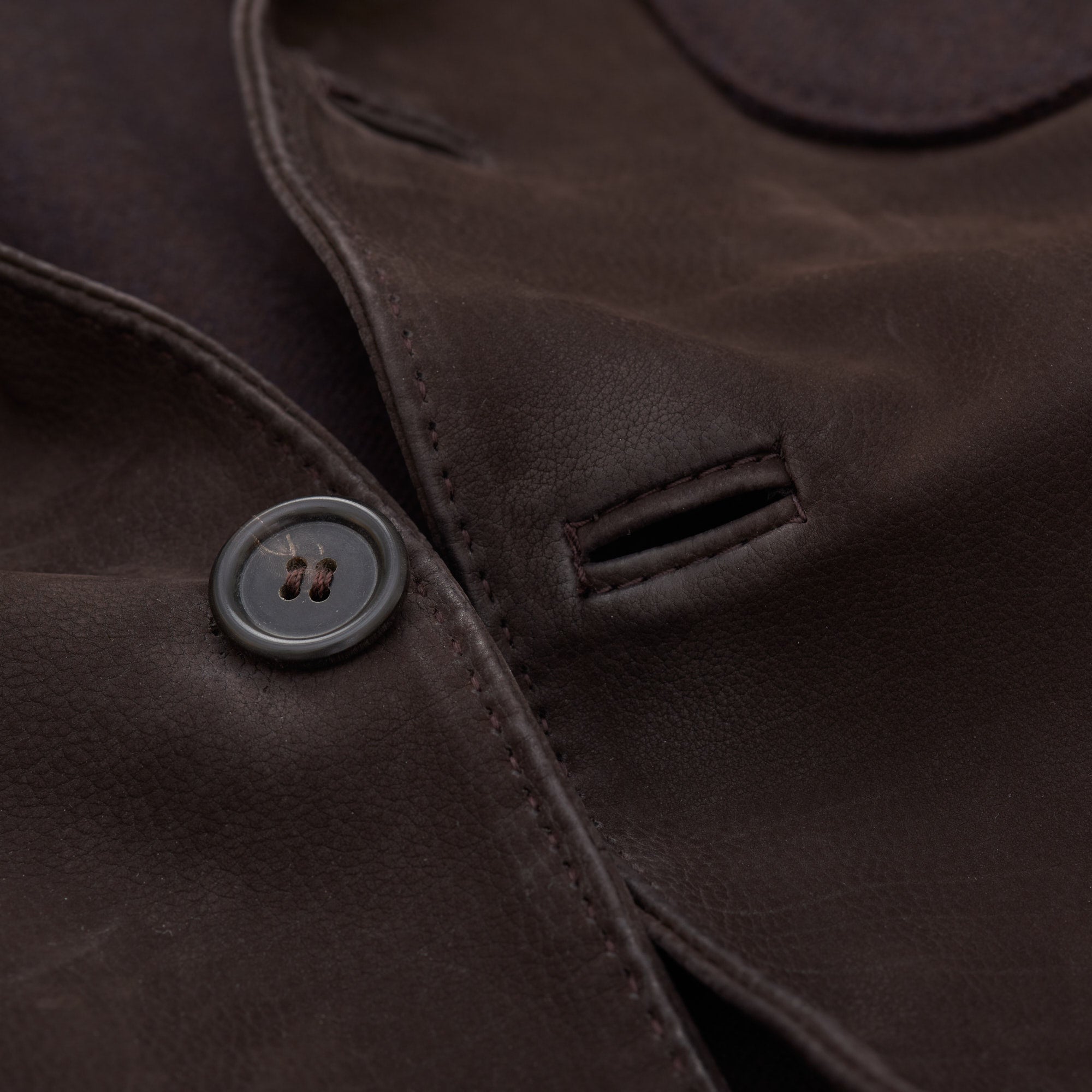 KITON Napoli Handmade Brown Calfskin Leather Vicuna Peru Jacket Coat EU 50 US M