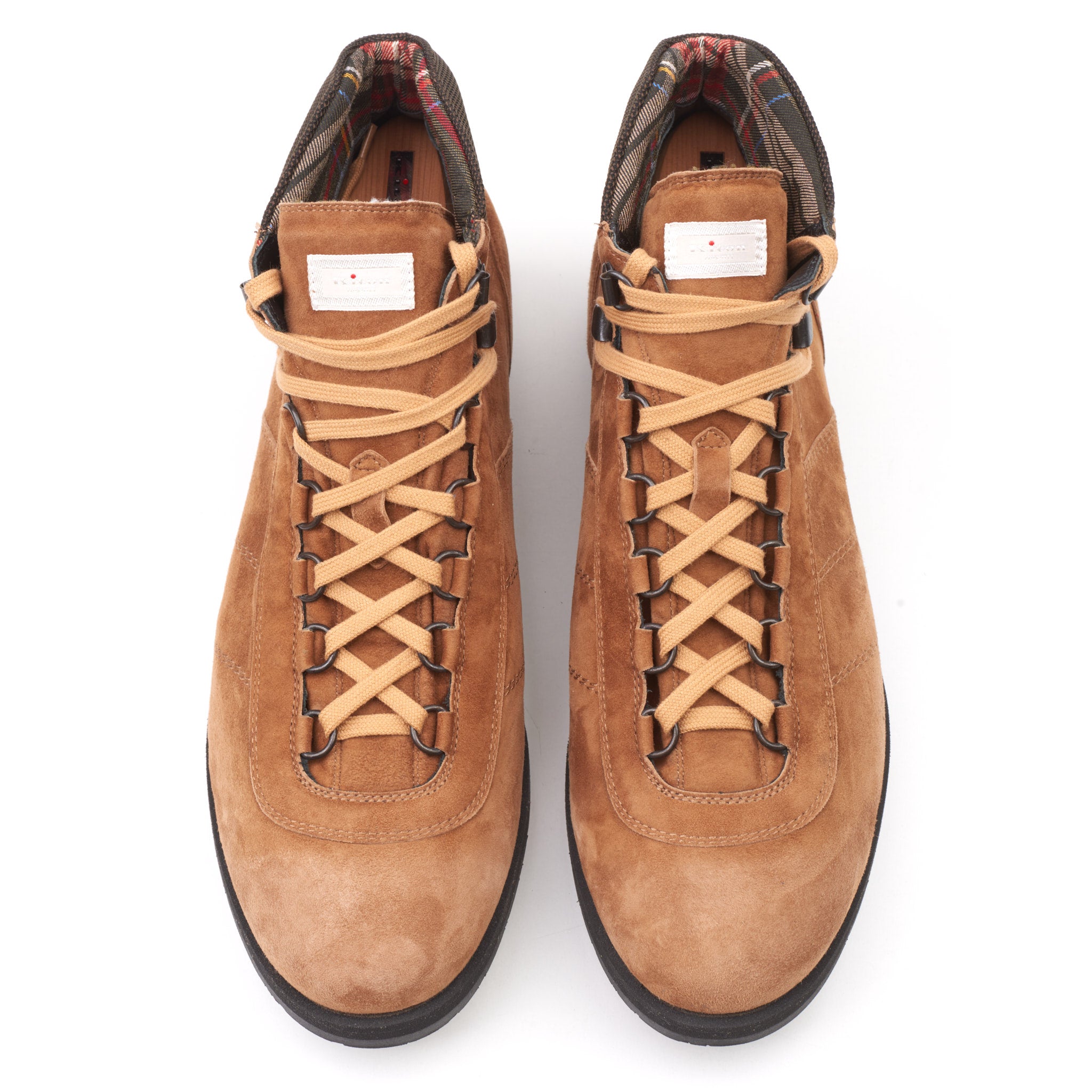 KITON Handmade Tan Goatskin Suede Leather Hiking Boots Shoes US 8.5 NEW