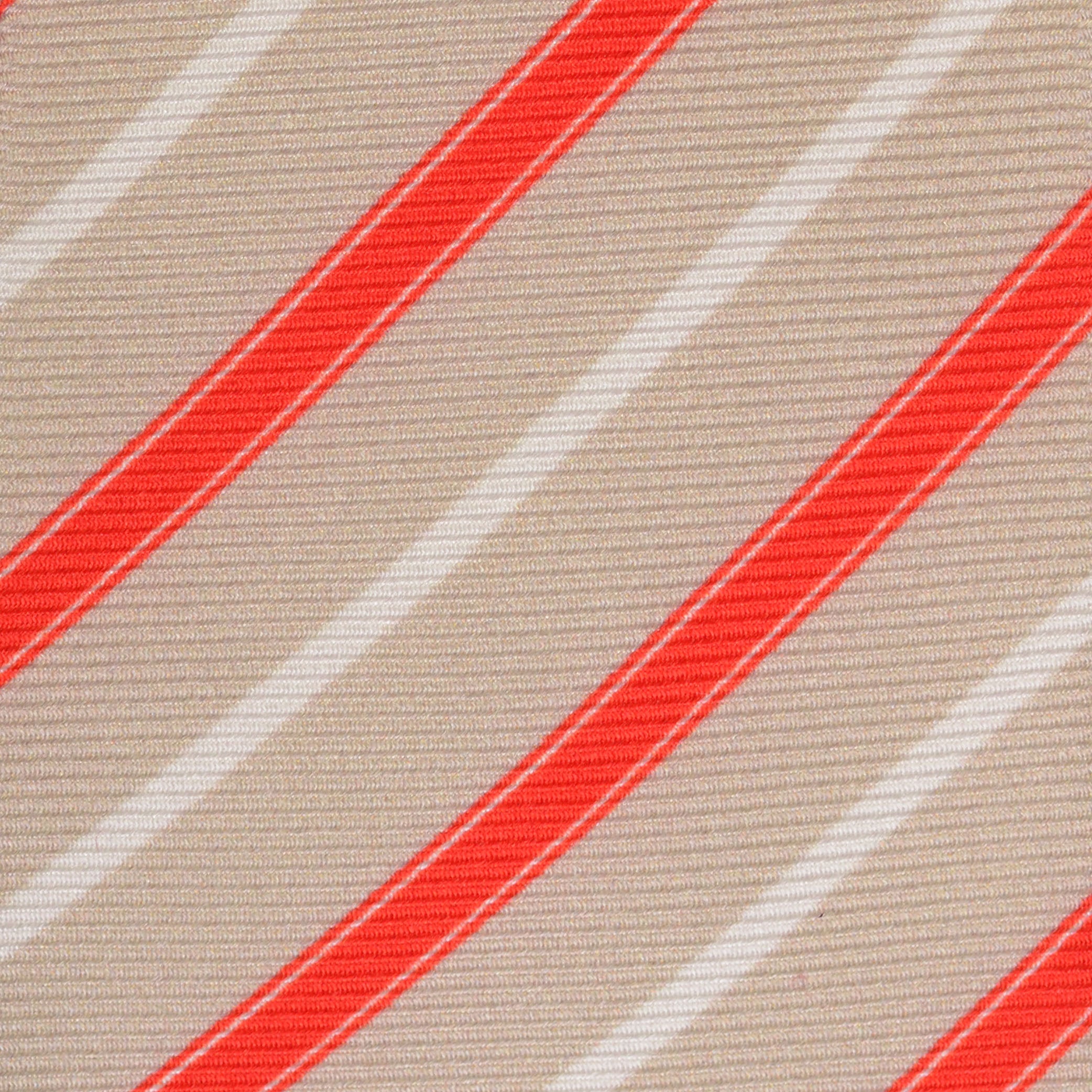 KITON Napoli Hand-Made Seven Fold Beige Striped Silk Tie NEW