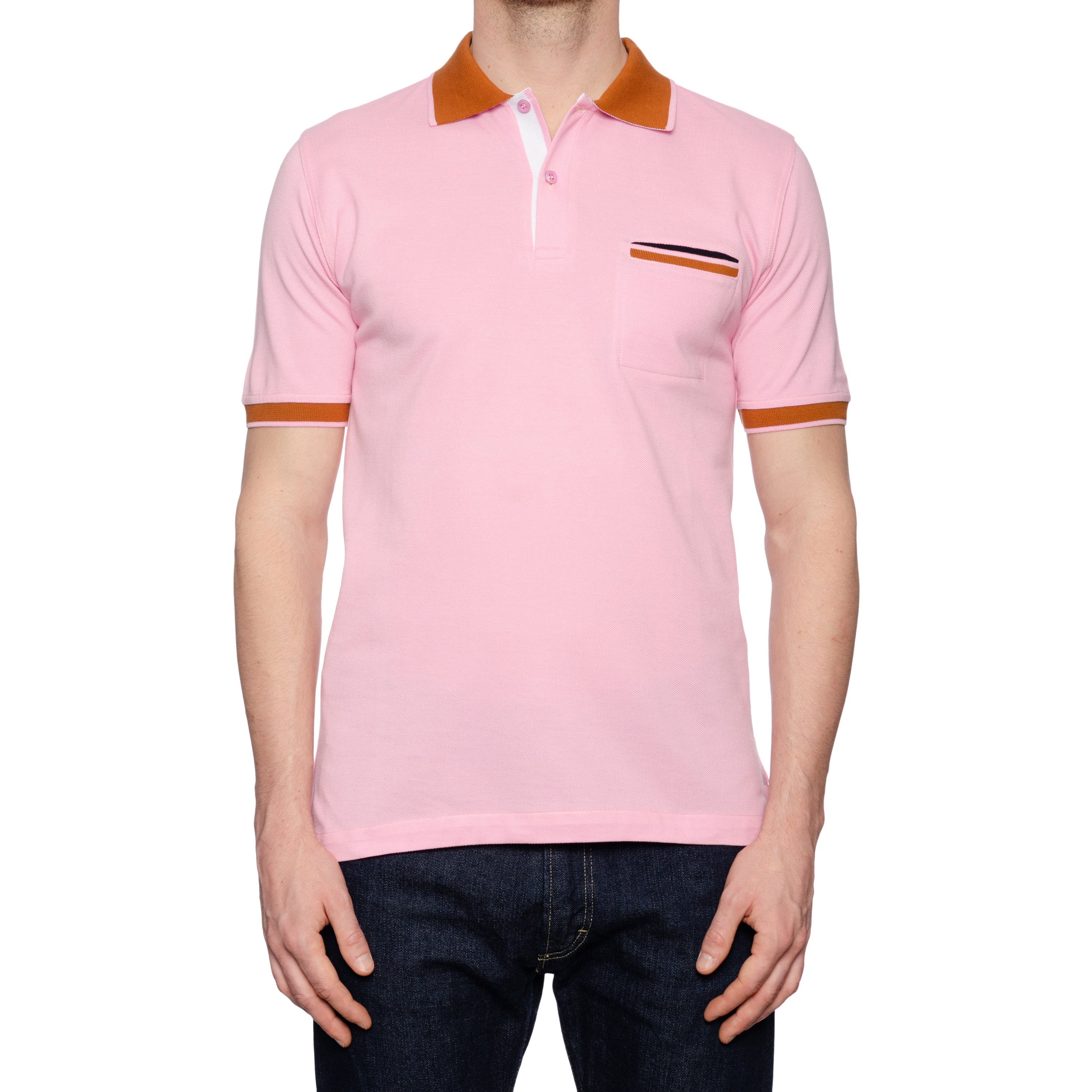 KITON Napoli Pink Cotton Pique Short Sleeve Polo Shirt NEW