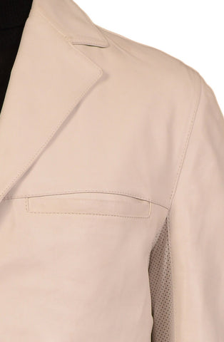KITON Napoli Solid Off-White Leather Jacket Coat with Perforated Details EU 50/ US 40 - SARTORIALE - 4