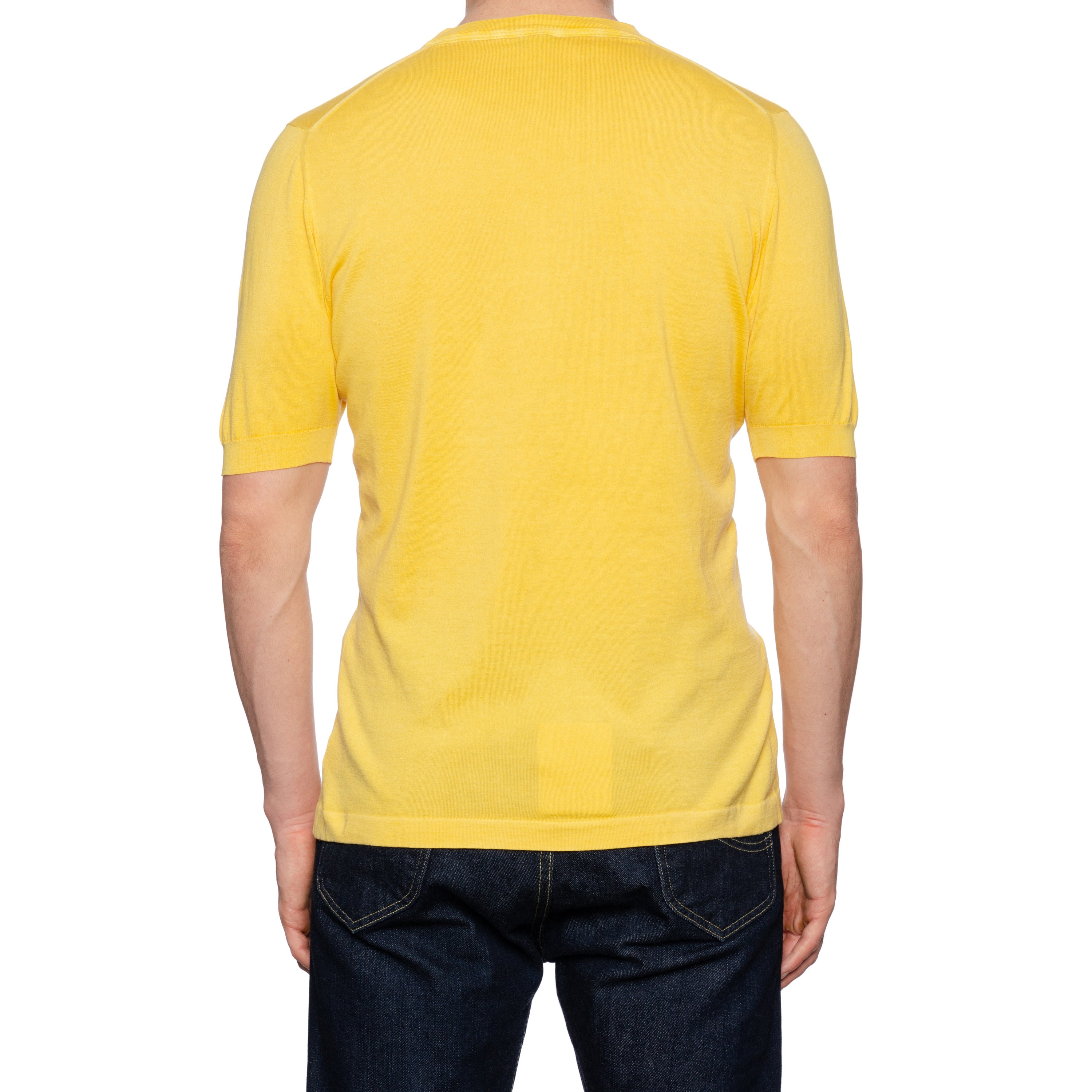 KITON Napoli Yellow Cotton Crewneck Short Sleeve T-Shirt EU 50 NEW US M KITON