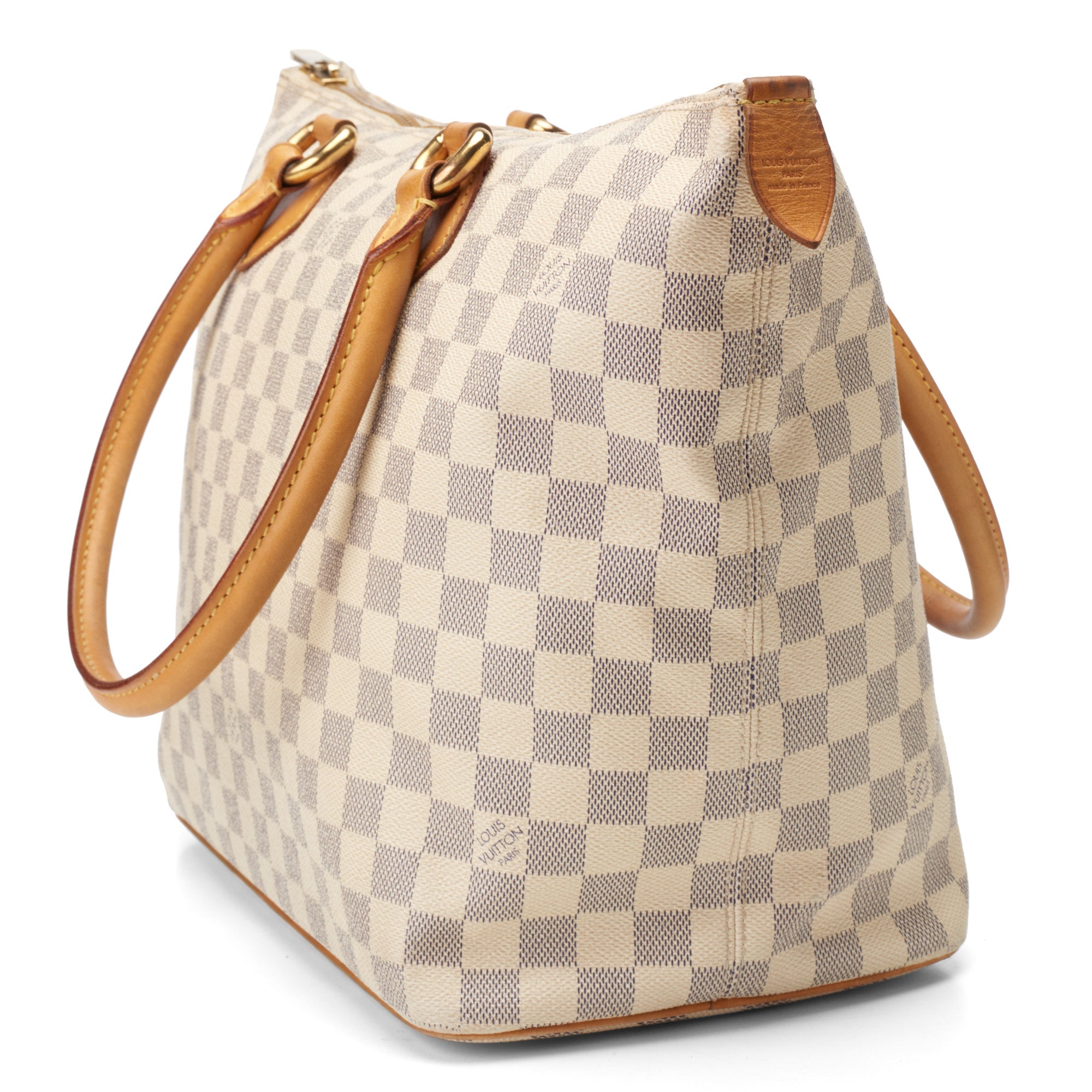 Louis Vuitton Leather Logo V Bucket Bag GM White Tan