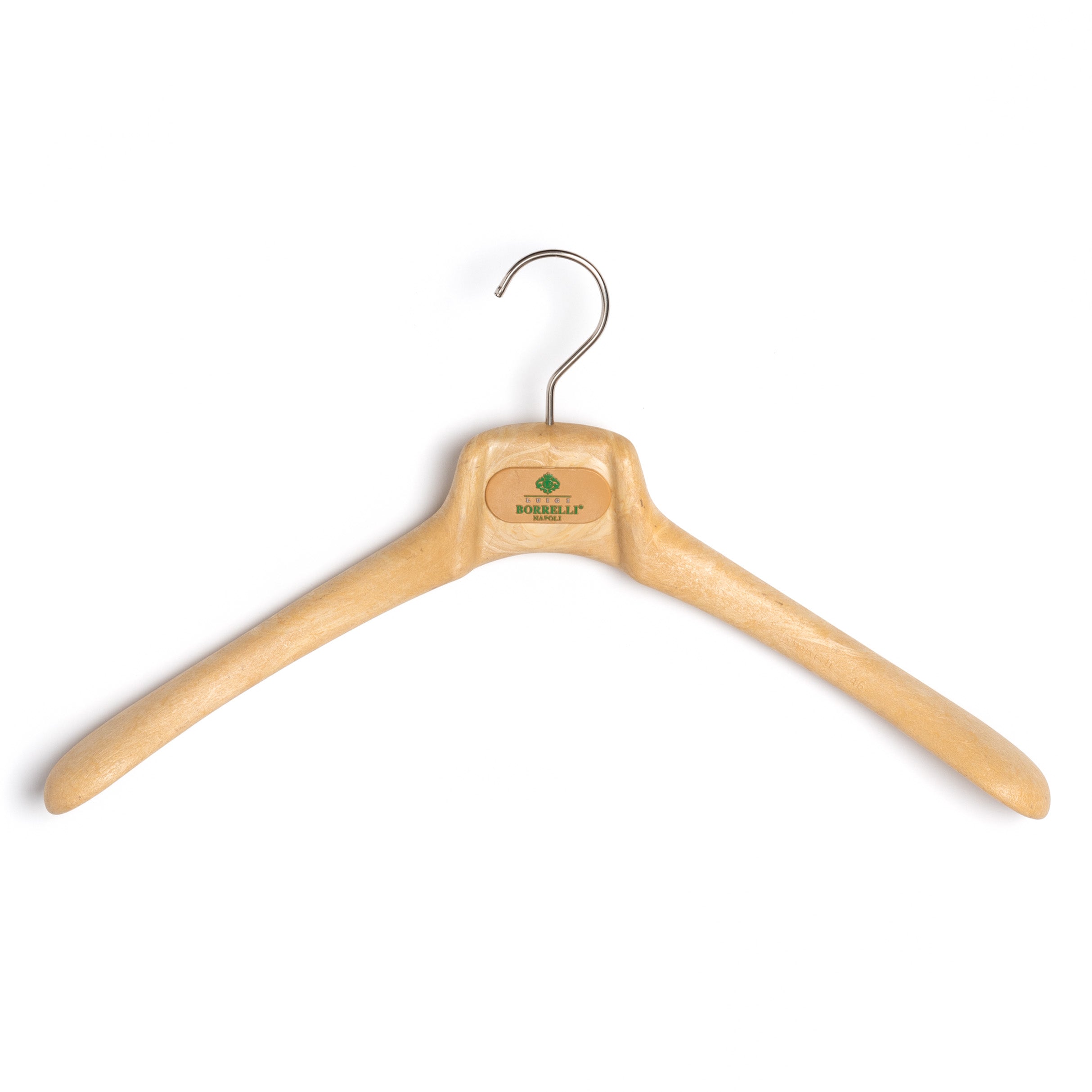 LUIGI BORRELLI Beige Plastic Wood Look Coat Hanger Set of 5 LUIGI BORRELLI